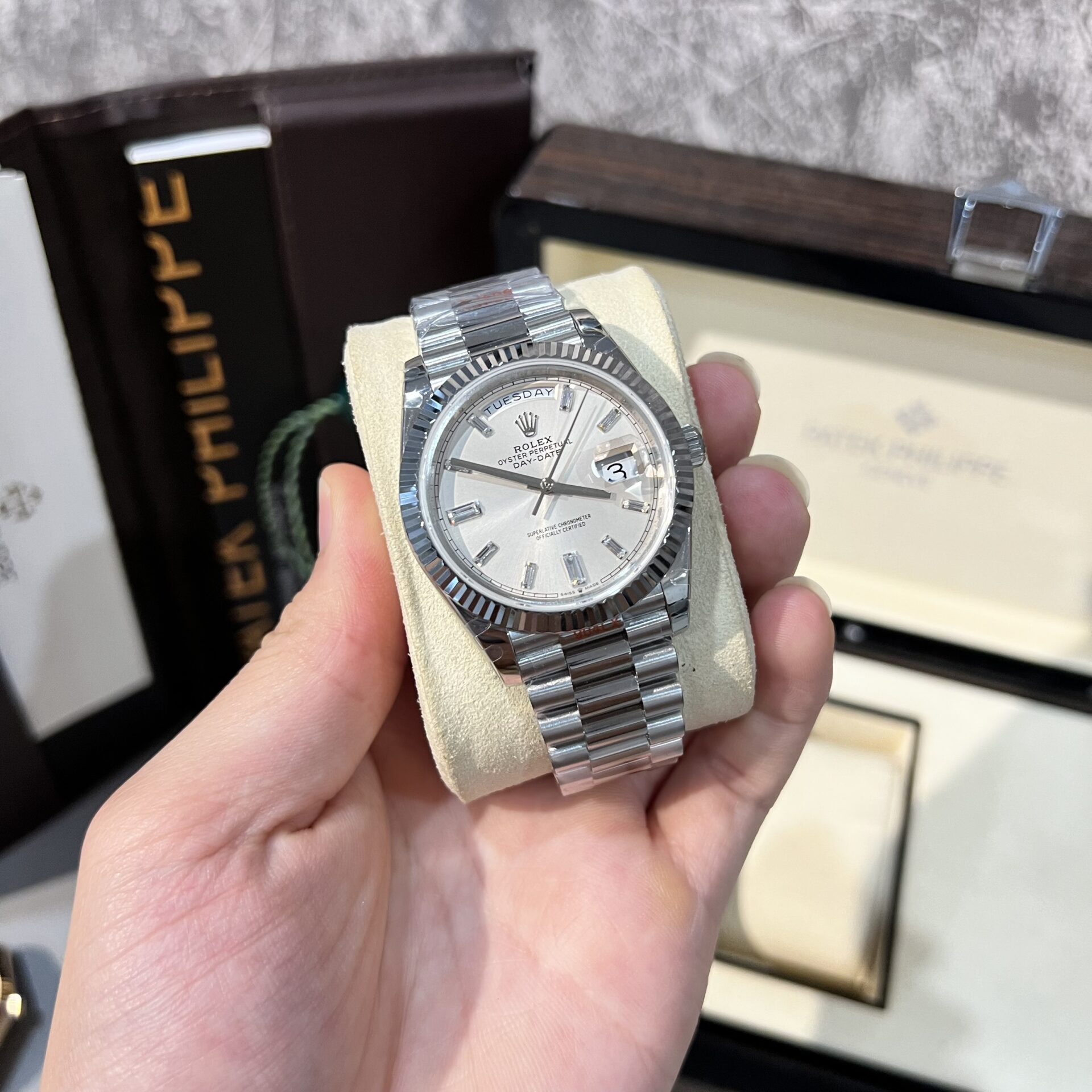 Rolex Day-Date 228239 Replica Watch White Dial Refine 166gram GM V2 40mm