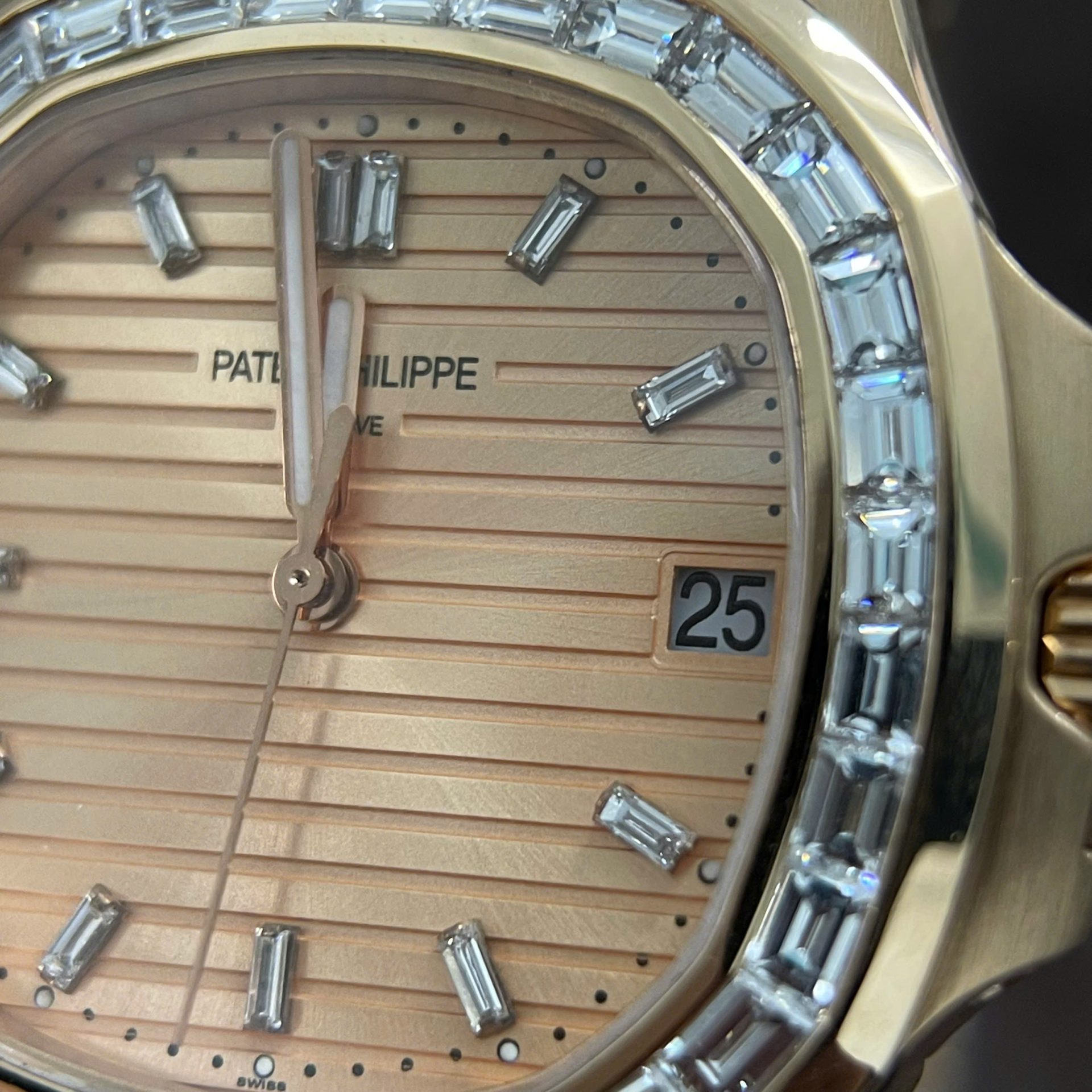 Patek Philippe Nautilus 5723 Replica Watches Custom Solid Rose Gold 18K And Diamonds Natural 40mm