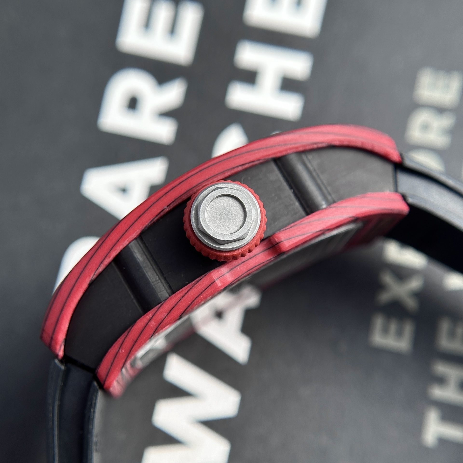Richard Mille Replica Watches RM07-01 Red Carbon Rubber Strap 32x46mm