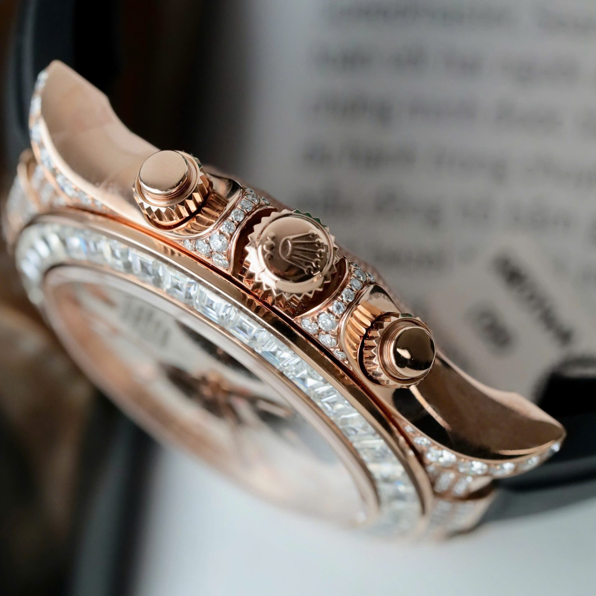 Rolex Daytona Best Clone Watches 18K Gold Wrapped + Diamonds Moissanite Baguette 40mm