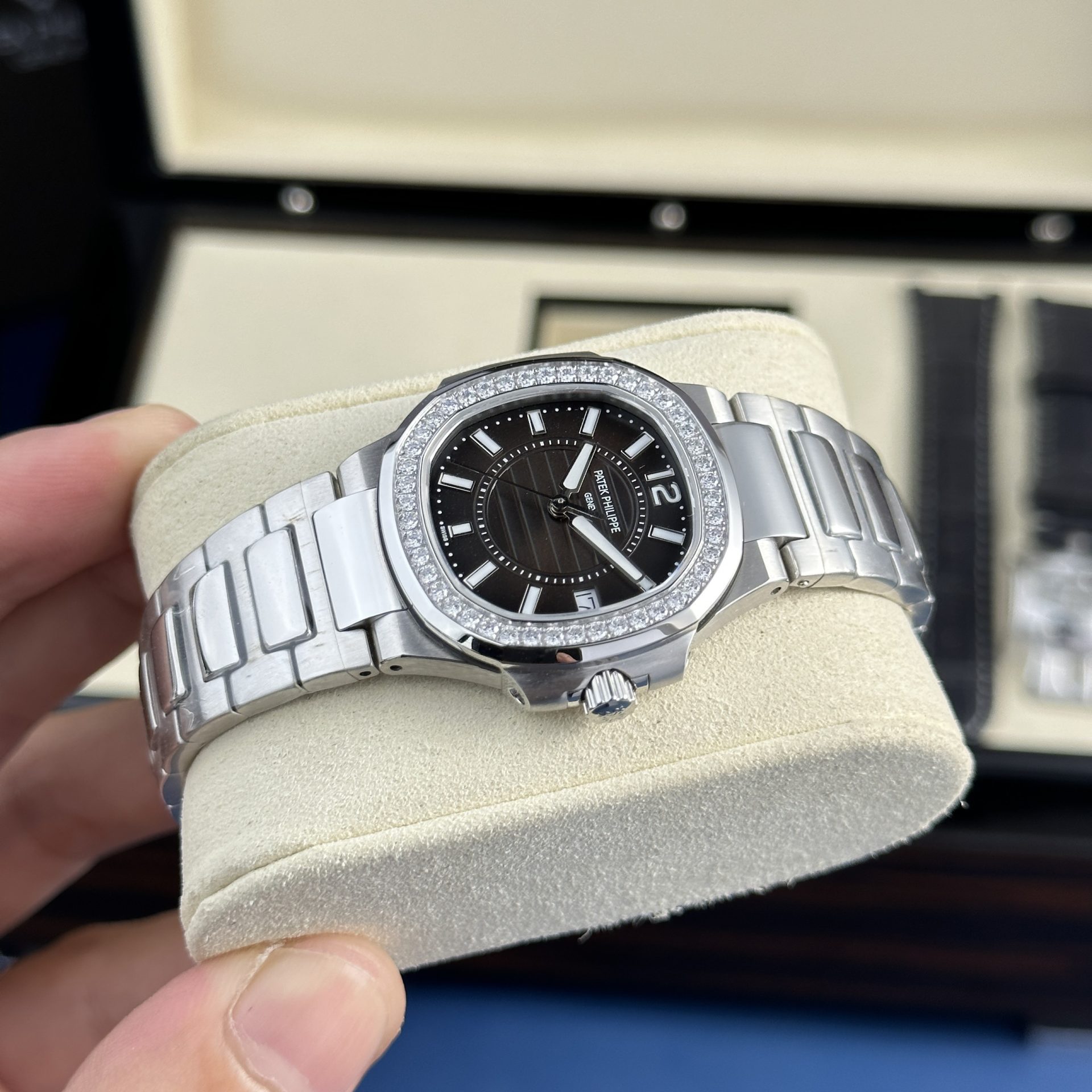 Patek Philippe Replica Watches Nautilus 7010 Womens Black Dial 32mm