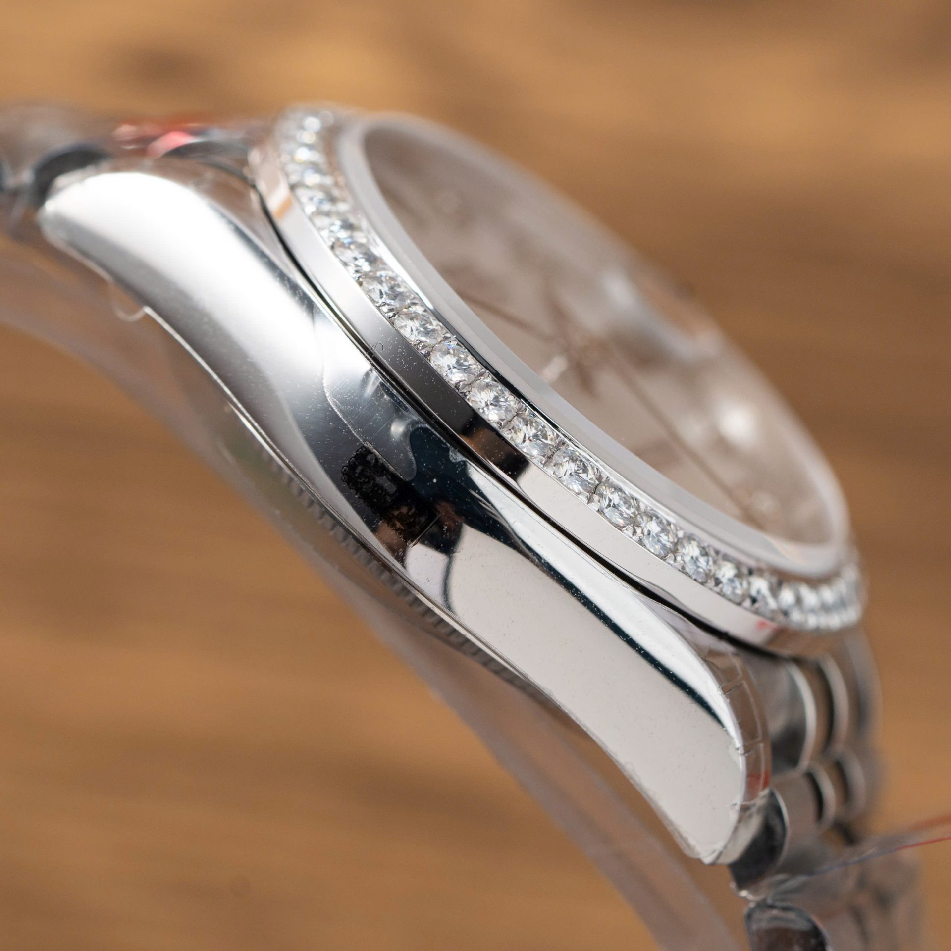 Rolex DateJust Replica Watch Mother Of Pearl Dial With Moissanite Bezel 31mm