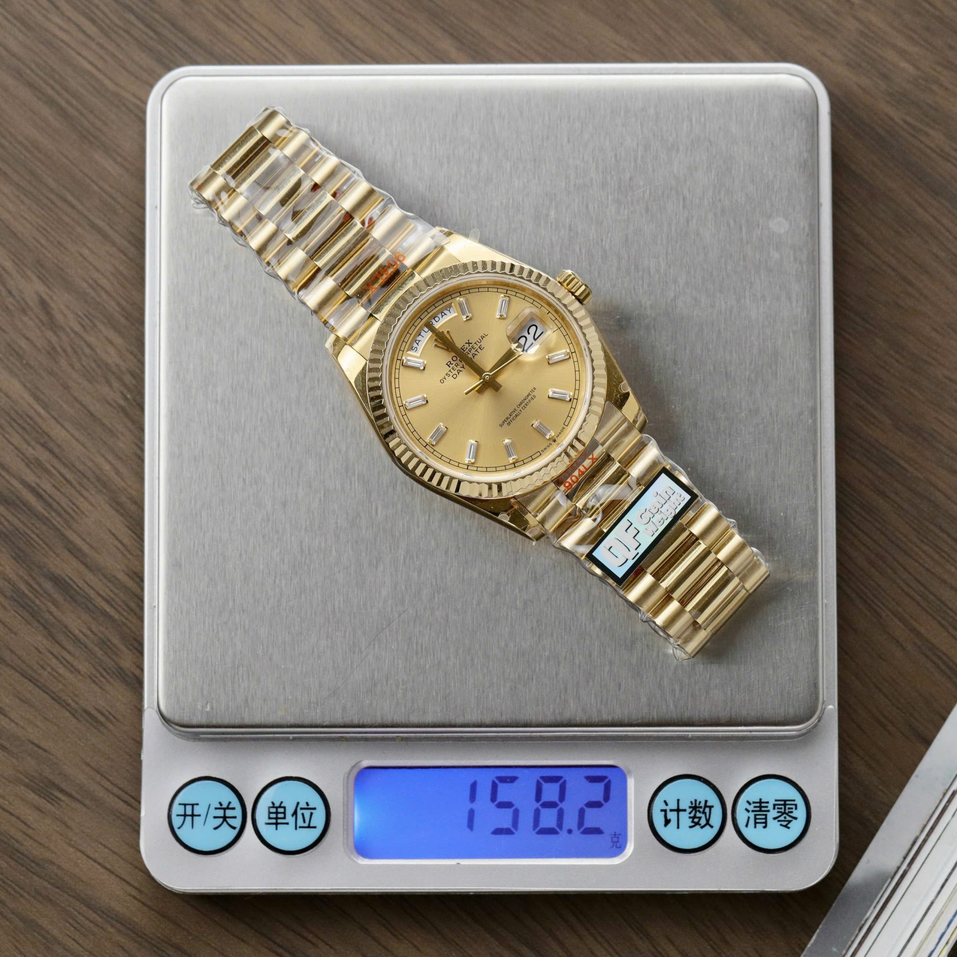 Rolex Day-Date 128238 Replica Watch Yellow Dial Weight 158gram QF Factory 36mm