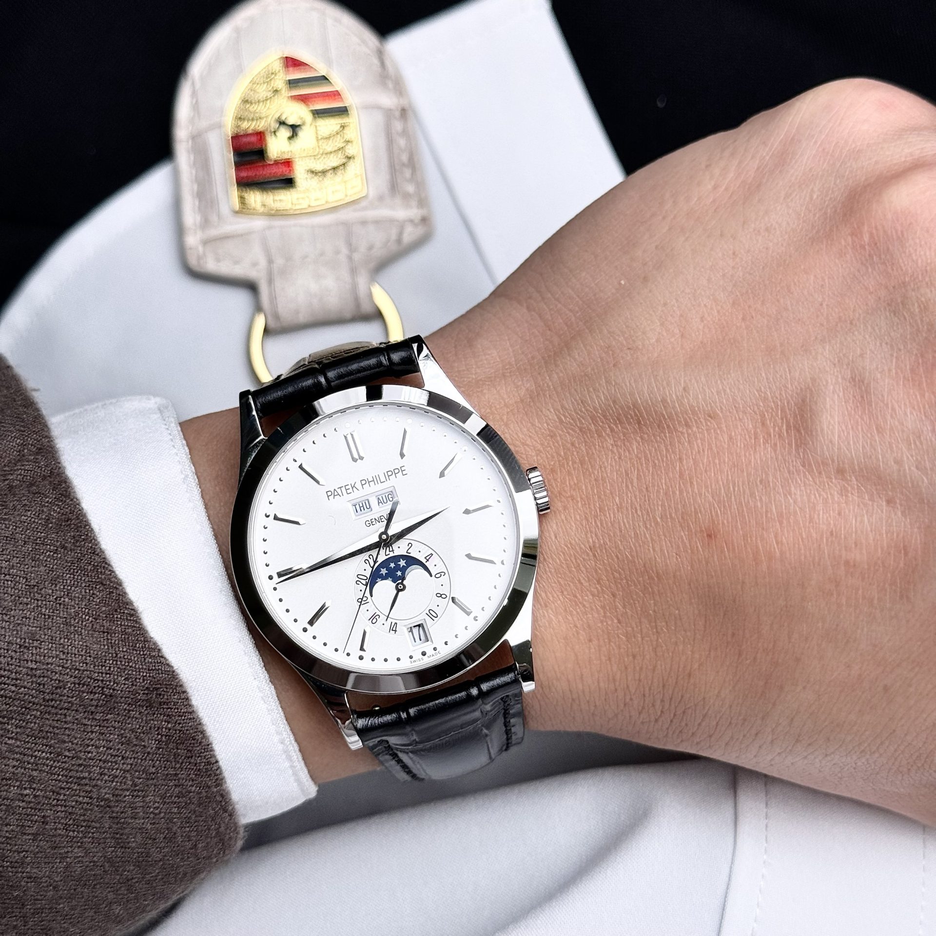 Patek Philippe Replica Watch Complications 5396G White Dial Leather Strap 38.5mm