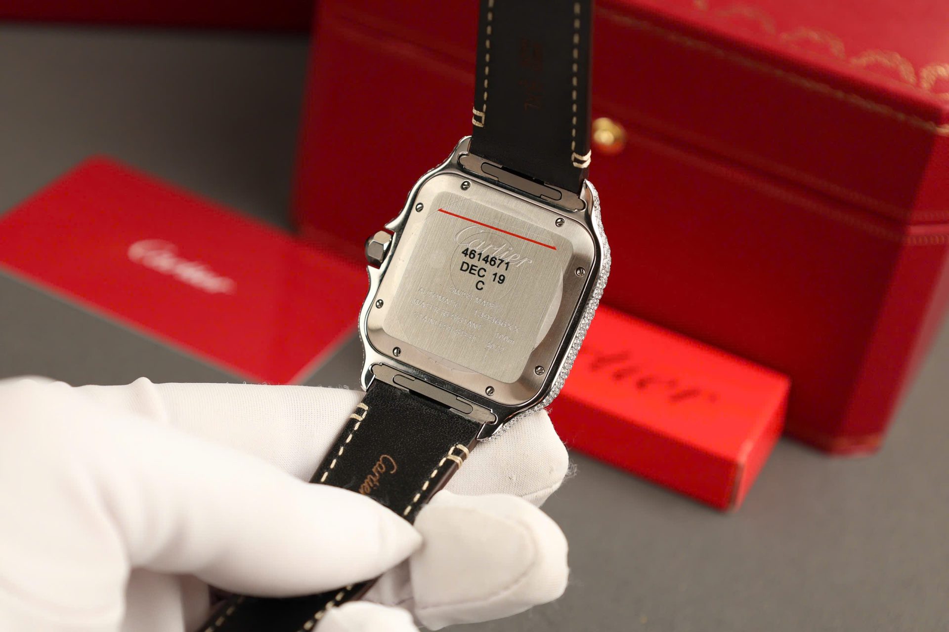 Cartier Santos White Dial Replica Watch Custom Diamonds Moissanite BV Factory 39.8mm