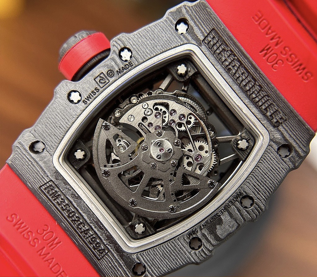 Richard Mille RM35-02 Replica Watch Skeleton Red Rubber Strap 44mm