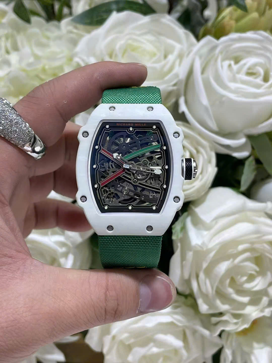 Richard Mille RM67-02 White Carbon Best Replica Watches Weight 37 Grams 38.7×47.52mm