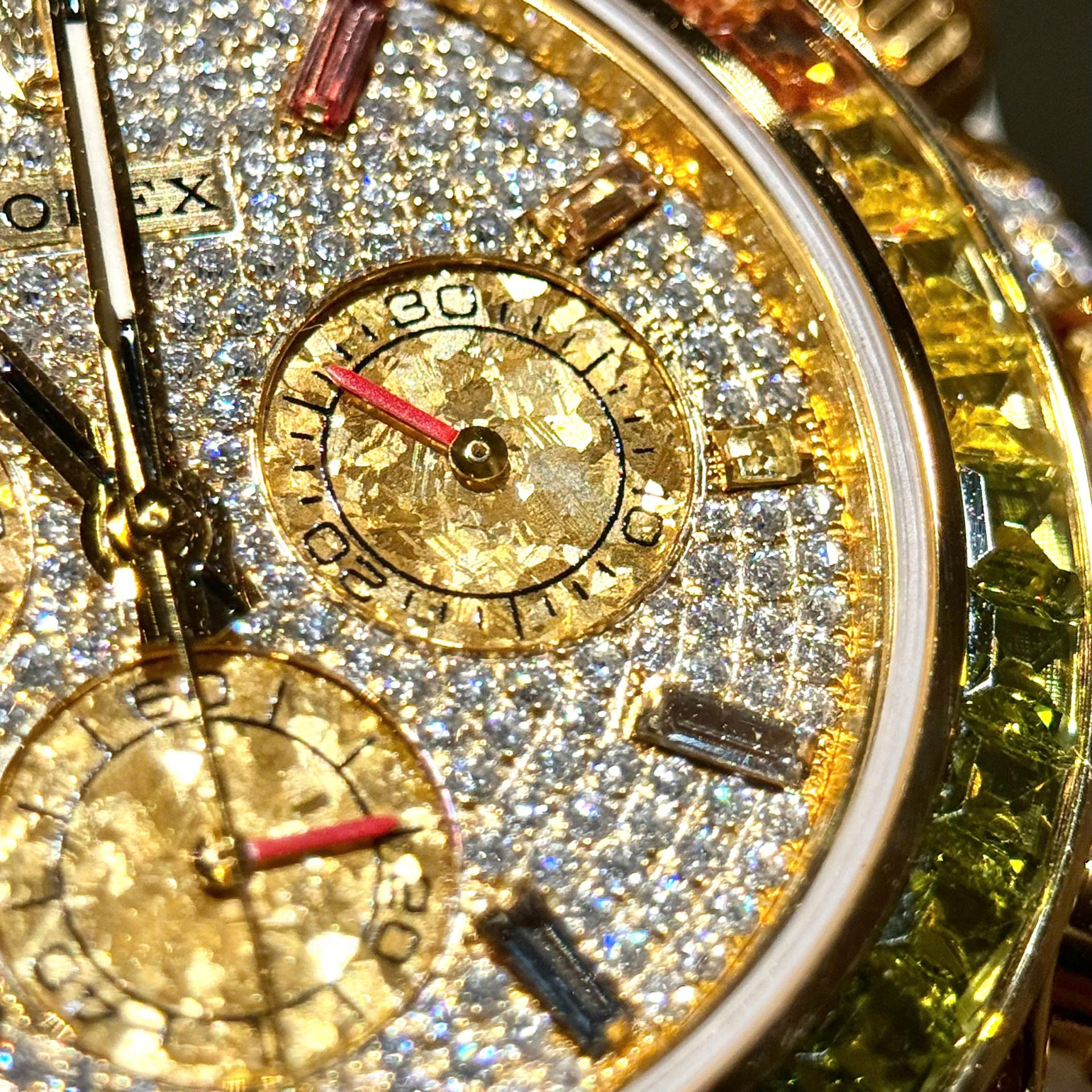 Rolex Daytona 116598RBOW Refined Moissanite   Synthentic Gemstone 18K Gold Wrapped 40mm