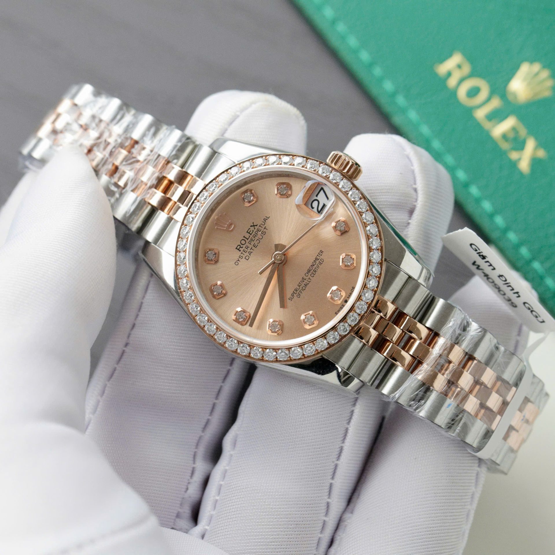 Rolex DateJust Replica Watch Custom Moissanite Diamonds Hong Kong 31mm
