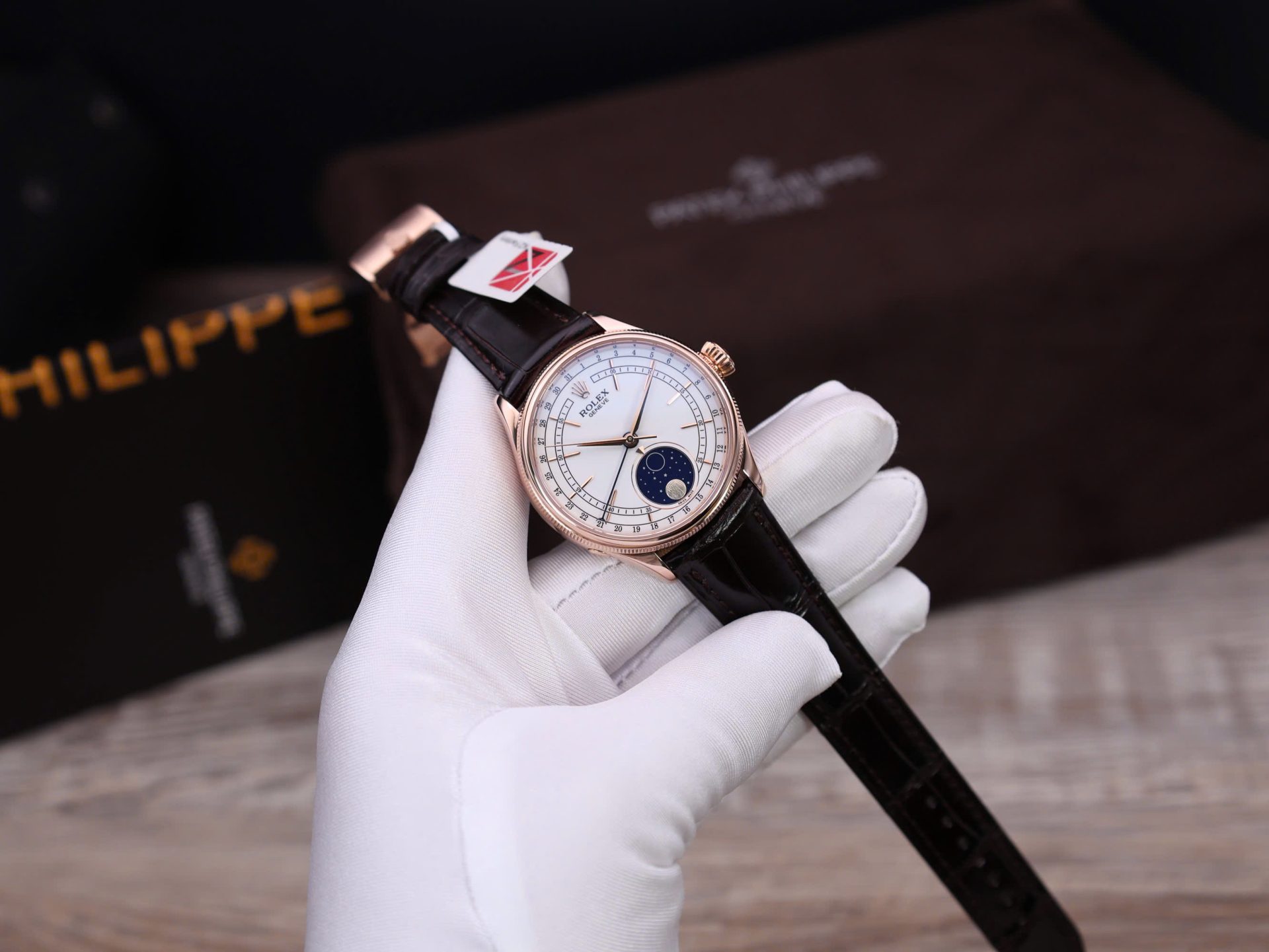 Rolex Cellini Moonphase Replica Watch Gold Wrapped KZ Factory 39mm