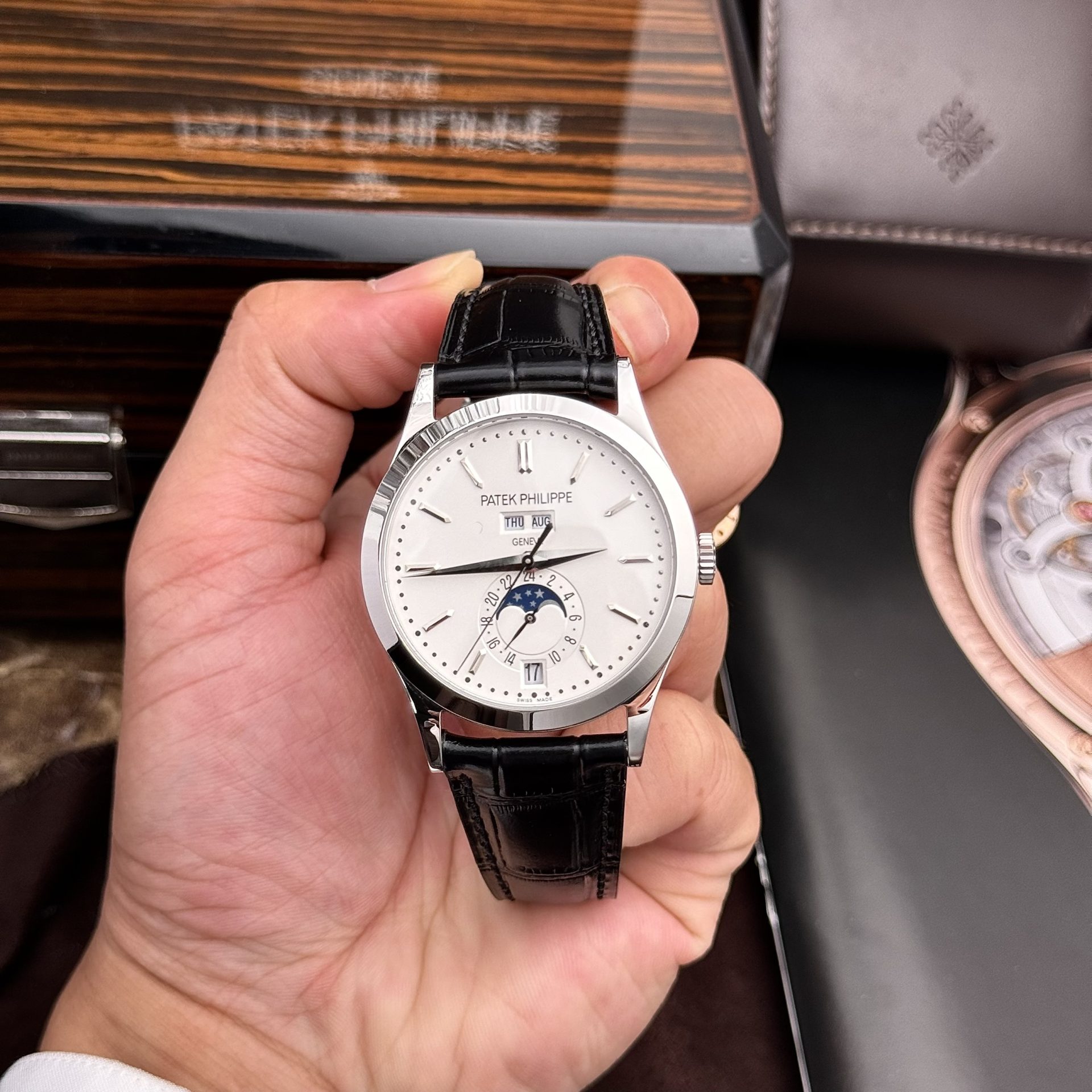 Patek Philippe Replica Watch Complications 5396G White Dial Leather Strap 38.5mm