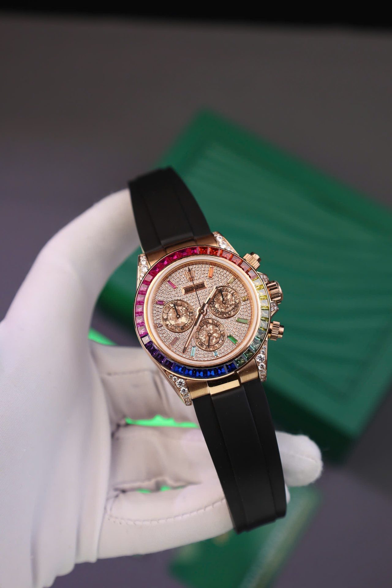 Rolex Daytona Rainbow Copies Watch Rubber Strap MS Factory 40mm