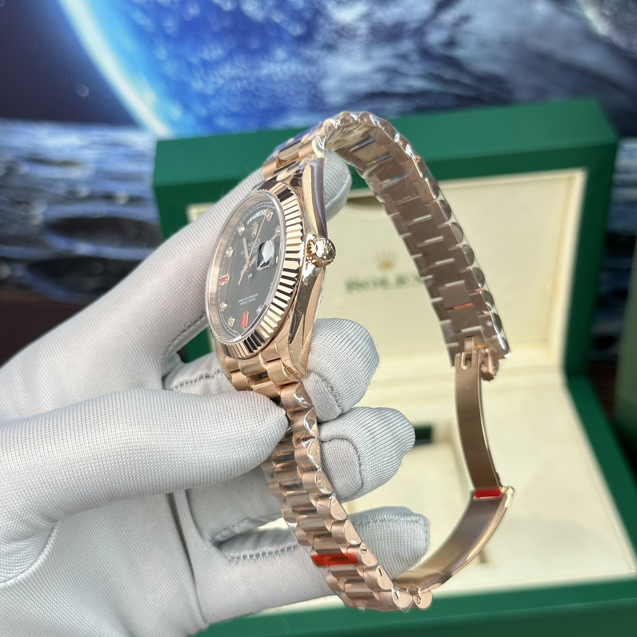 Rolex Day-Date Replica Watch With Red Ruby Dial EW Factory 40mm