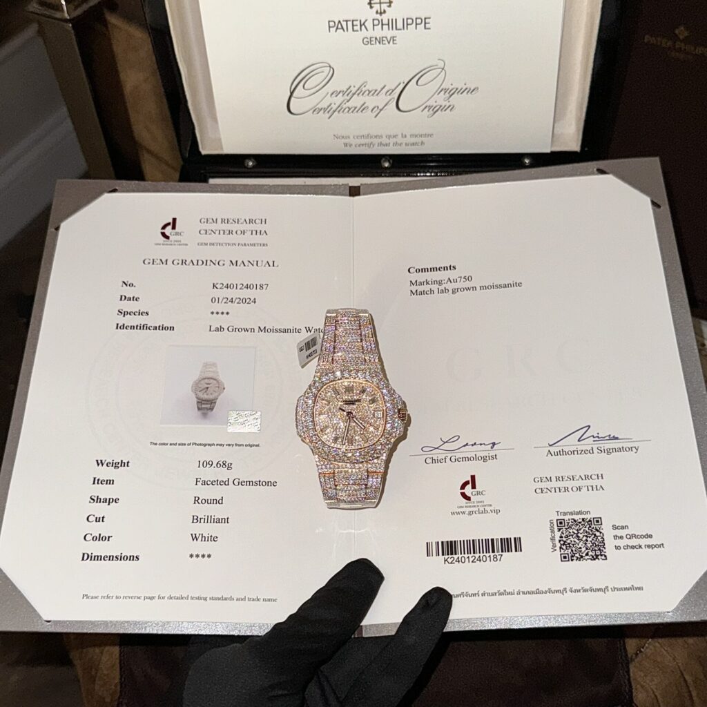 Patek Philippe Best Replica Watch Nautilus 5719 Gold Wrapped Moissanite Diamonds Custom 40mm