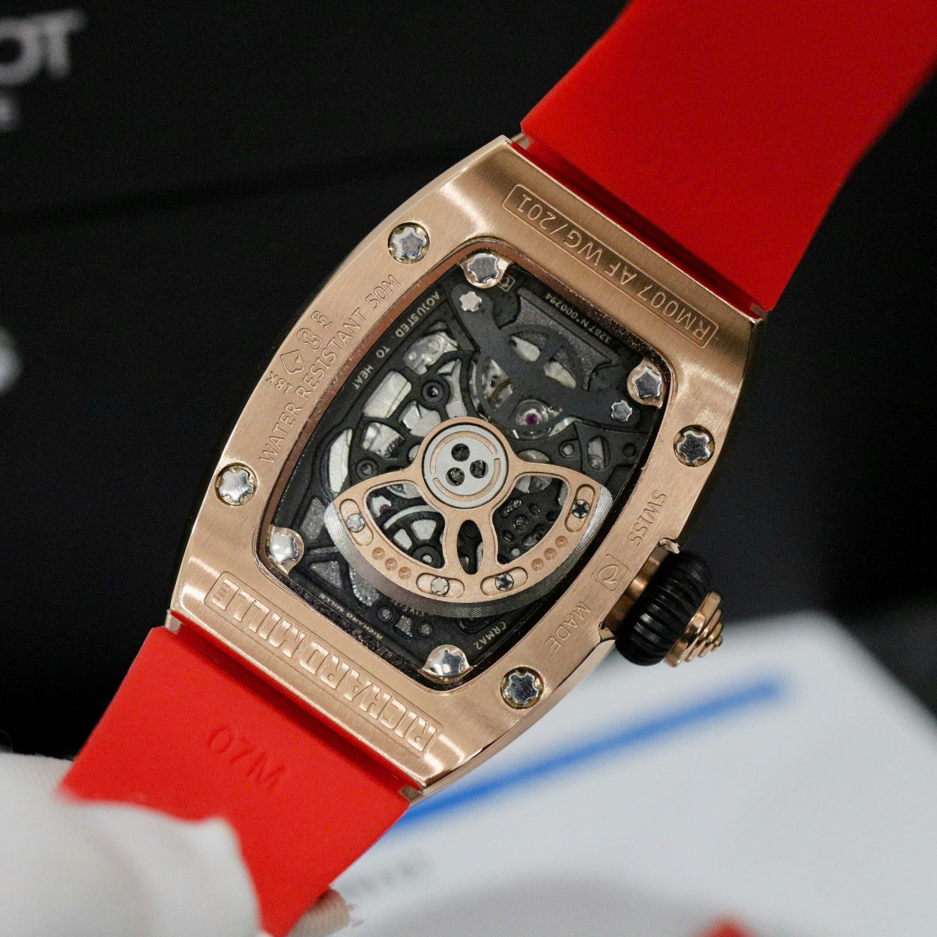 Richard Mille RM007 Replica Watch Custom Moissanite Diamonds Red 36mm