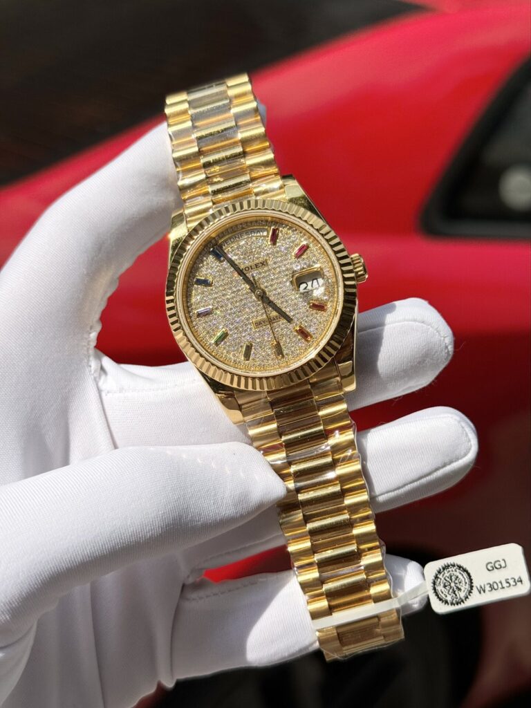 Rolex Day-Date Solid Gold Wrapped Replica Watch With Moissanite 40mm
