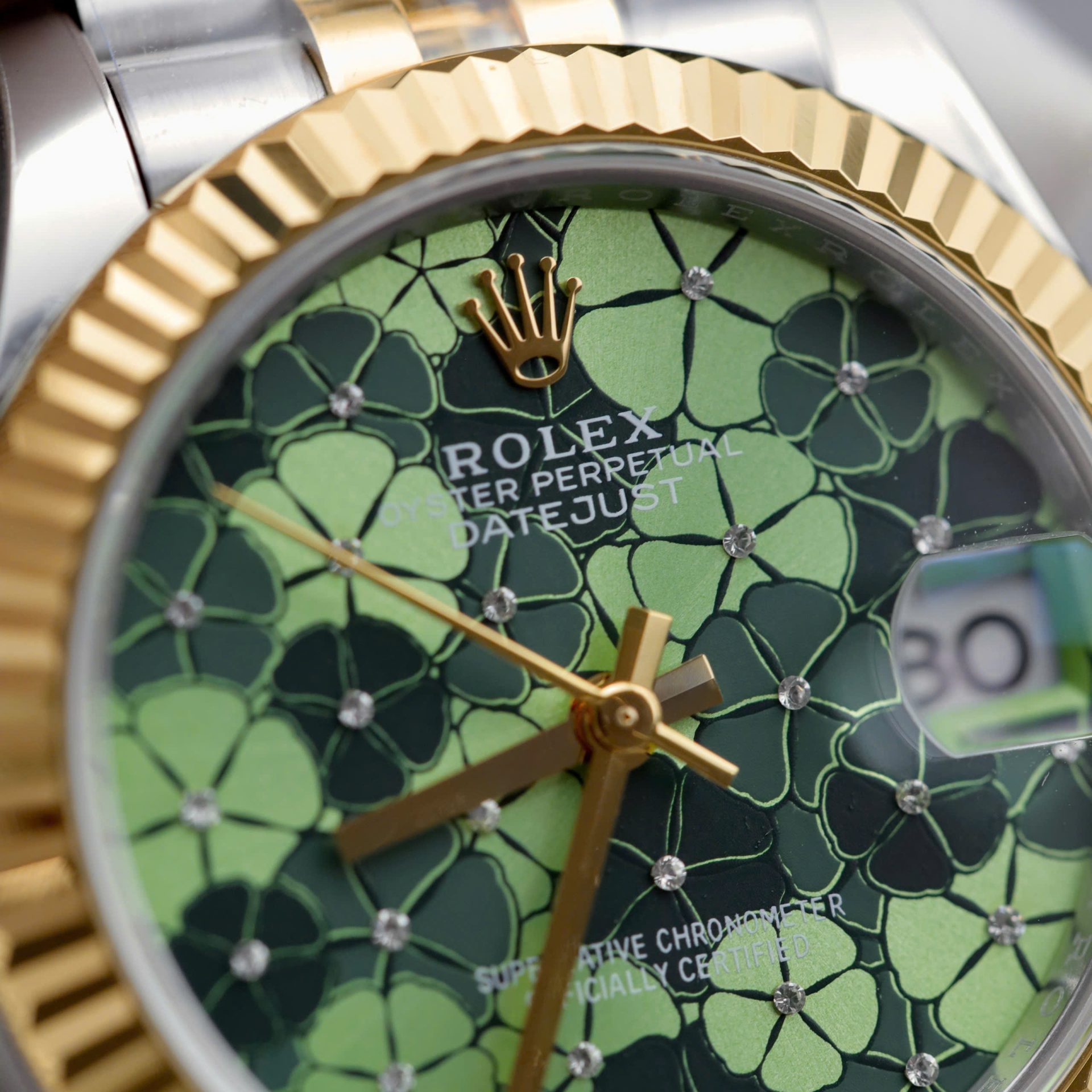 Rolex DateJust Replica Watch Women Green Flower Dial THB Factory 31mm