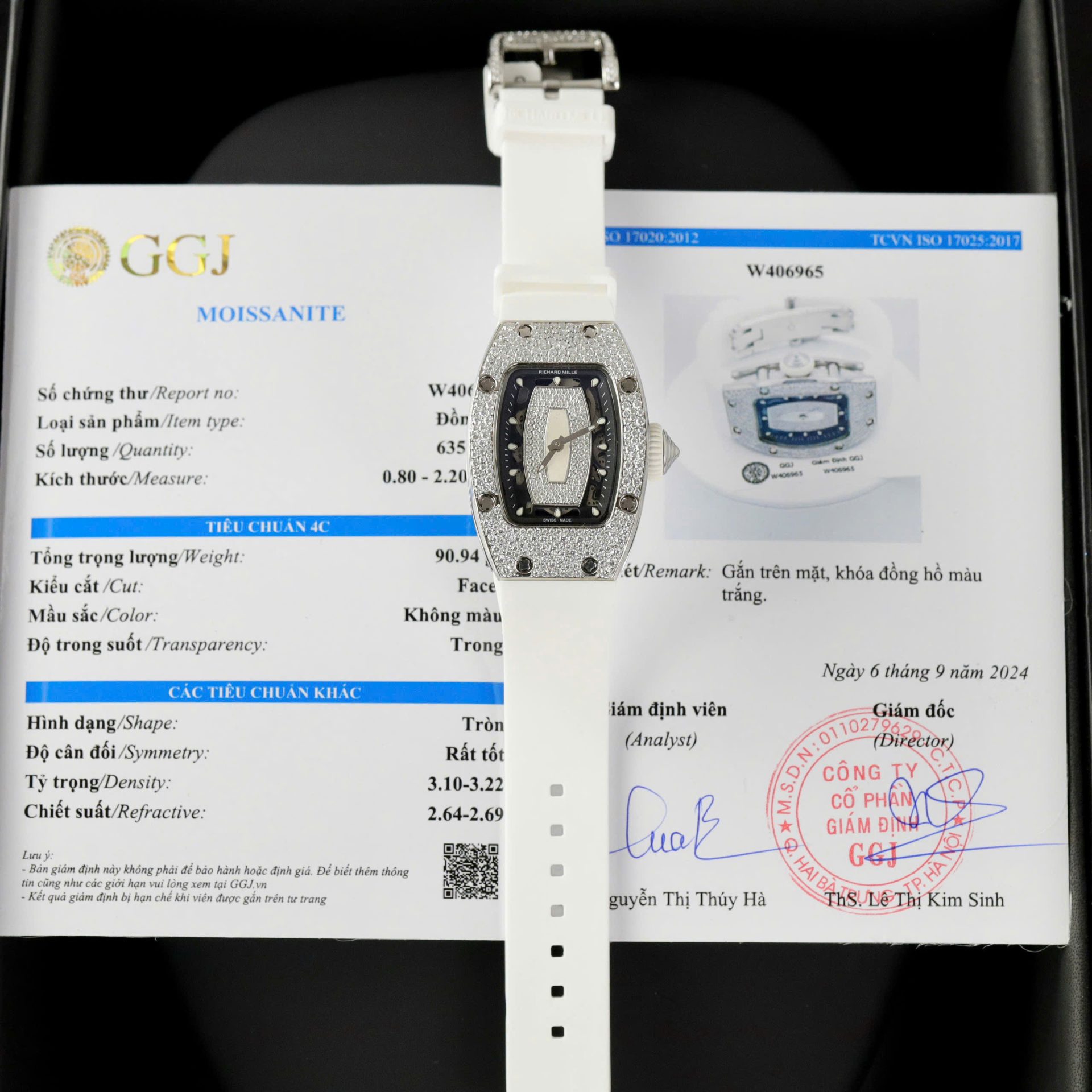 Richard Mille RM007 Replica Watch White Custom Full Moissanite Diamonds Hong Kong 36mm