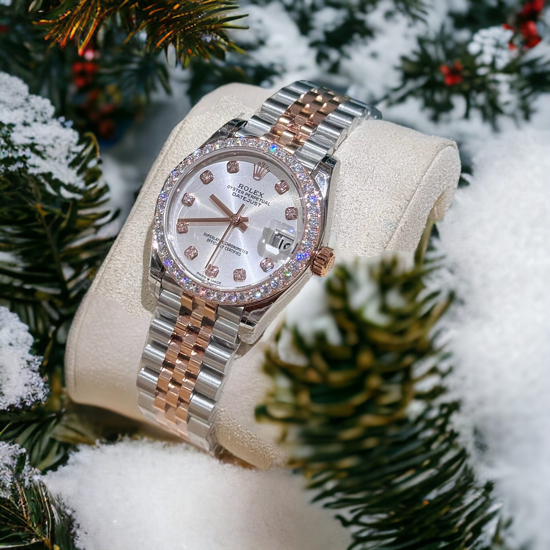 Rolex DateJust Moissanite Diamond White Dial Replica Watch Demi 31mm