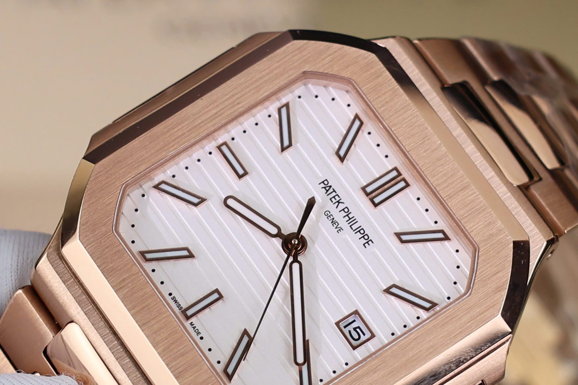 Patek Philippe Cubitus 5821 Replica Watch Rose Gold White Dial TW Factory 45mm