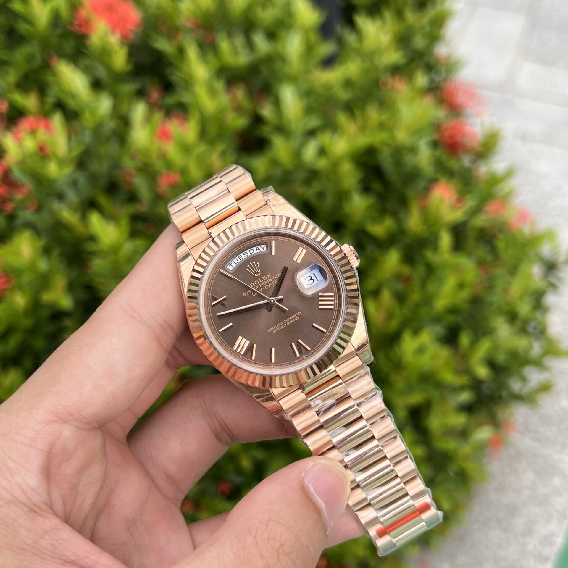 Rolex Day-Date Replica 1:1 Watch Chocolate Dial EW Factory 40mm