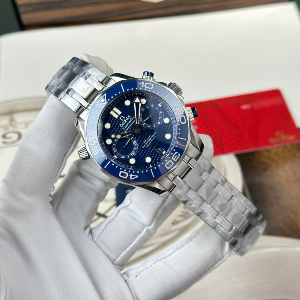 Omega Best Copies Watches Seamaster Diver 300M Chronograph Dial Blue N1 Factory 44mm