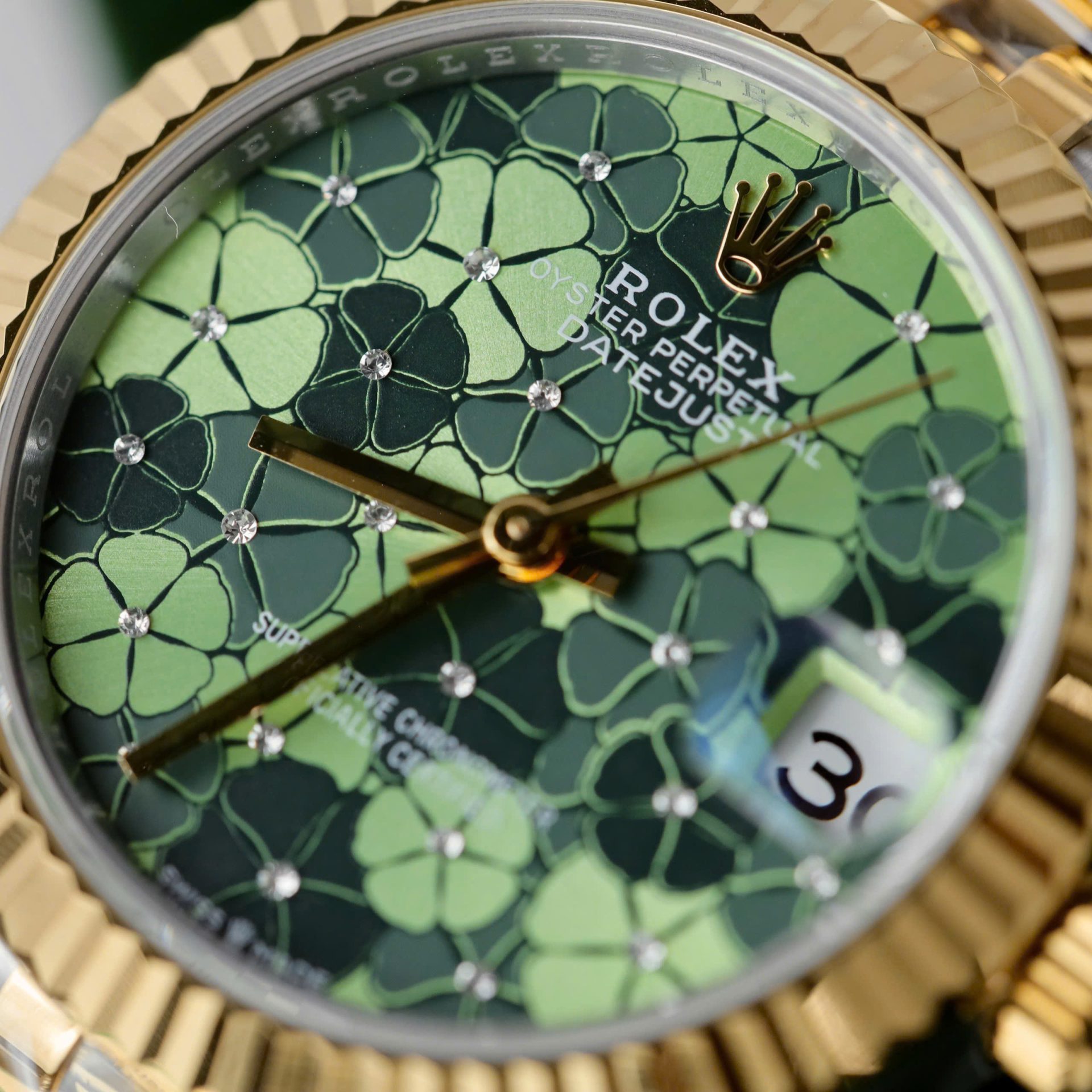 Rolex DateJust Replica Watch Women Green Flower Dial THB Factory 31mm