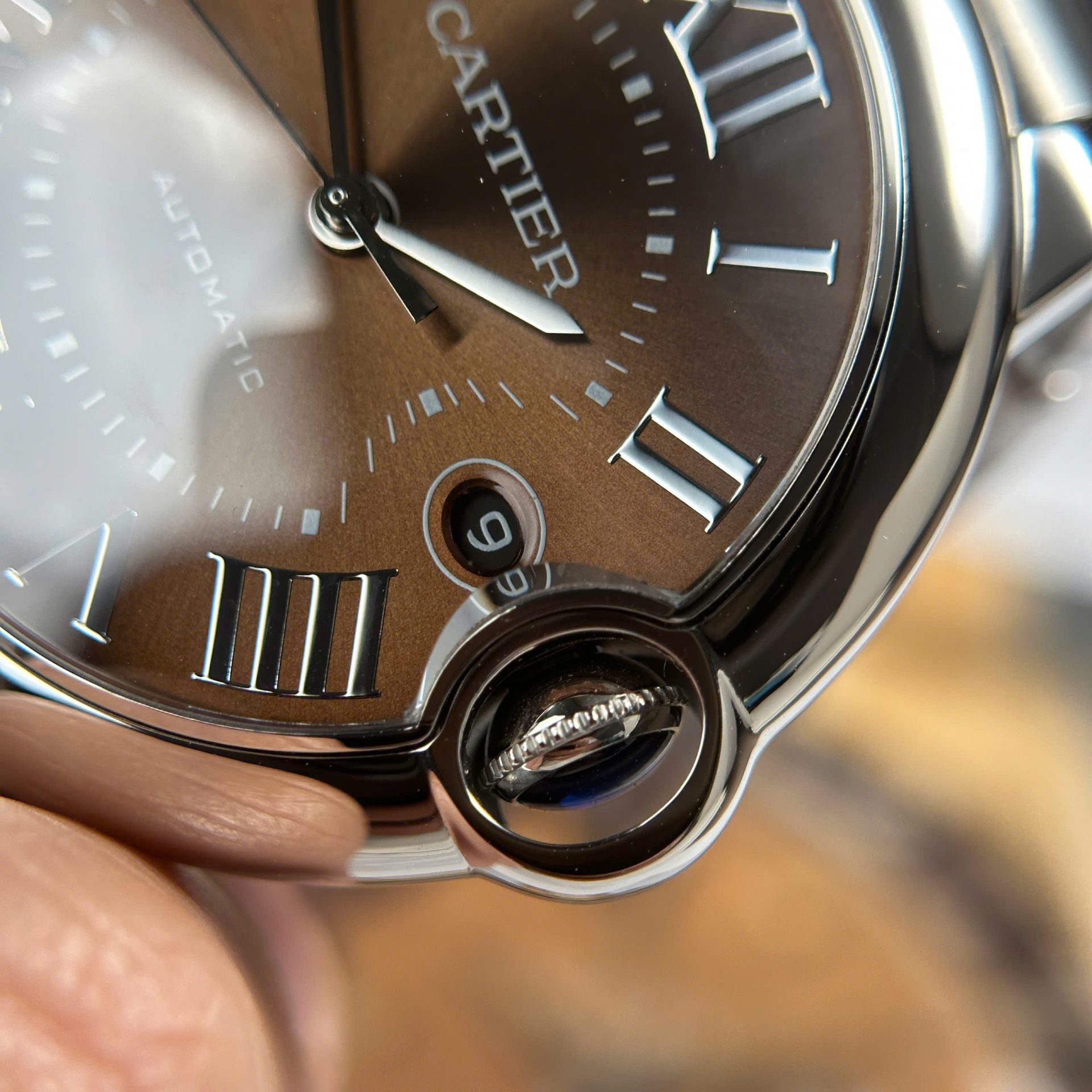 Cartier Ballon Bleu Best Copies Watch Brown Dial Metal Wire AF Factory 40mm