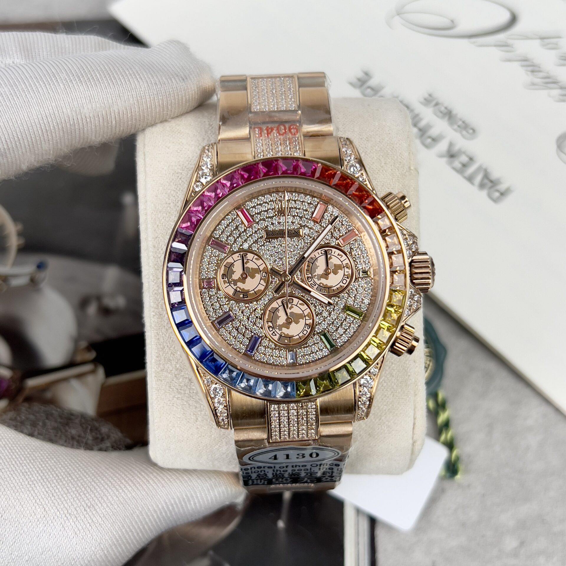 Rolex Daytona Rainbow Best Replica Watch Full Diamond 40mm