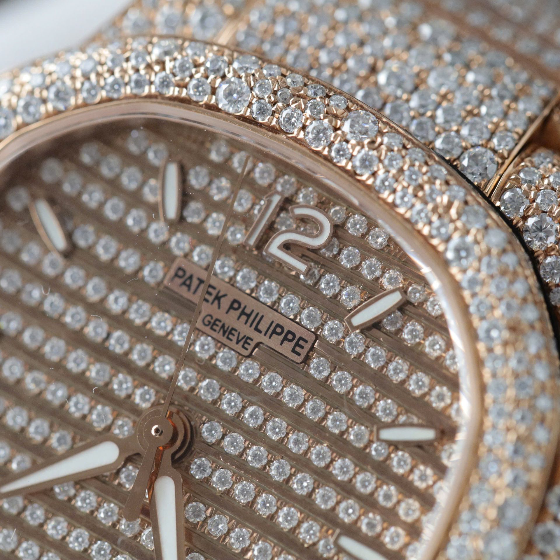 Patek Philippe Nautilus 7118 Replica Watch Gold Wrapped + Moissanite Diamonds Custom 35.2mm