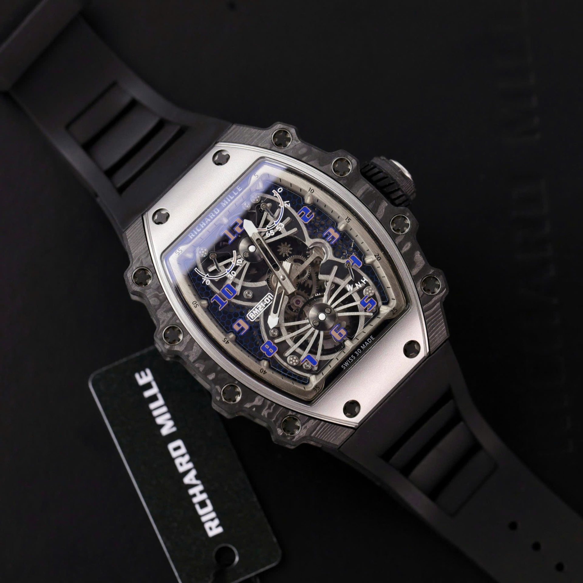 Richard Mille RM21-01 Tourbillon Best Replica Watch Rubber Strap 45mm
