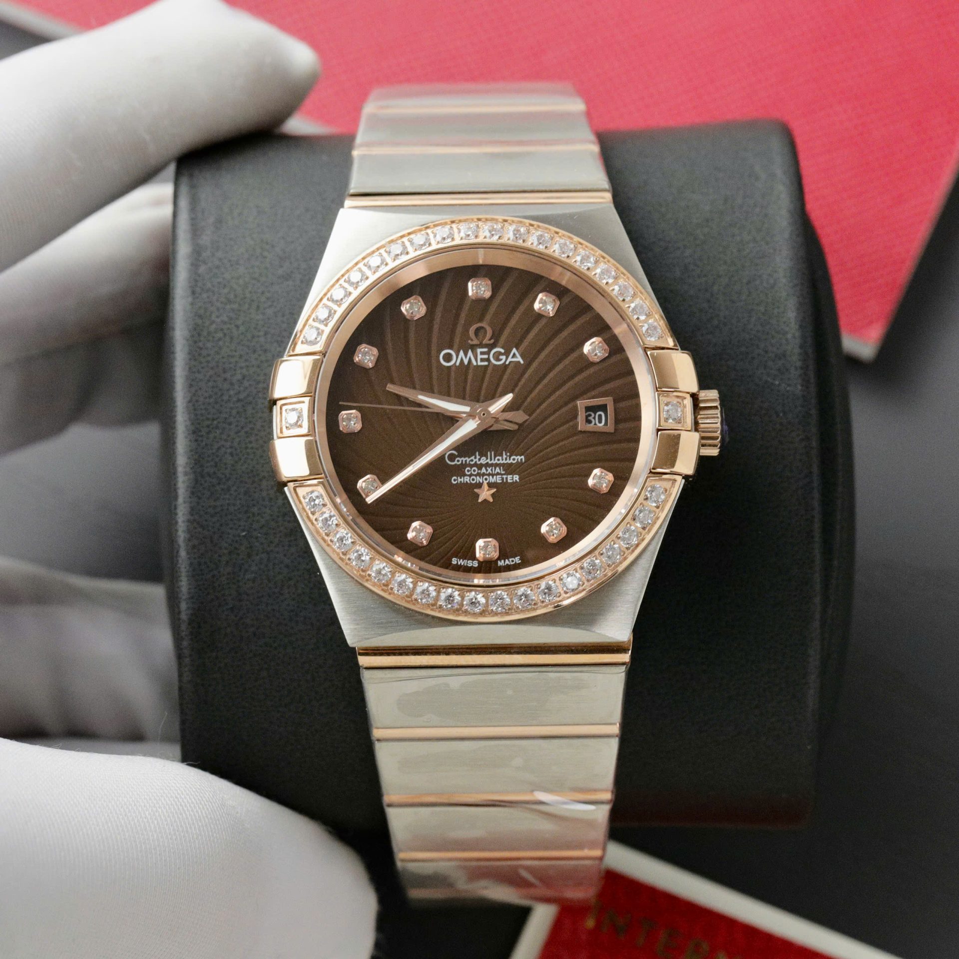 Omega Constellation Co-Axial Fake Watch Brown Dial Metal Strap 38mm