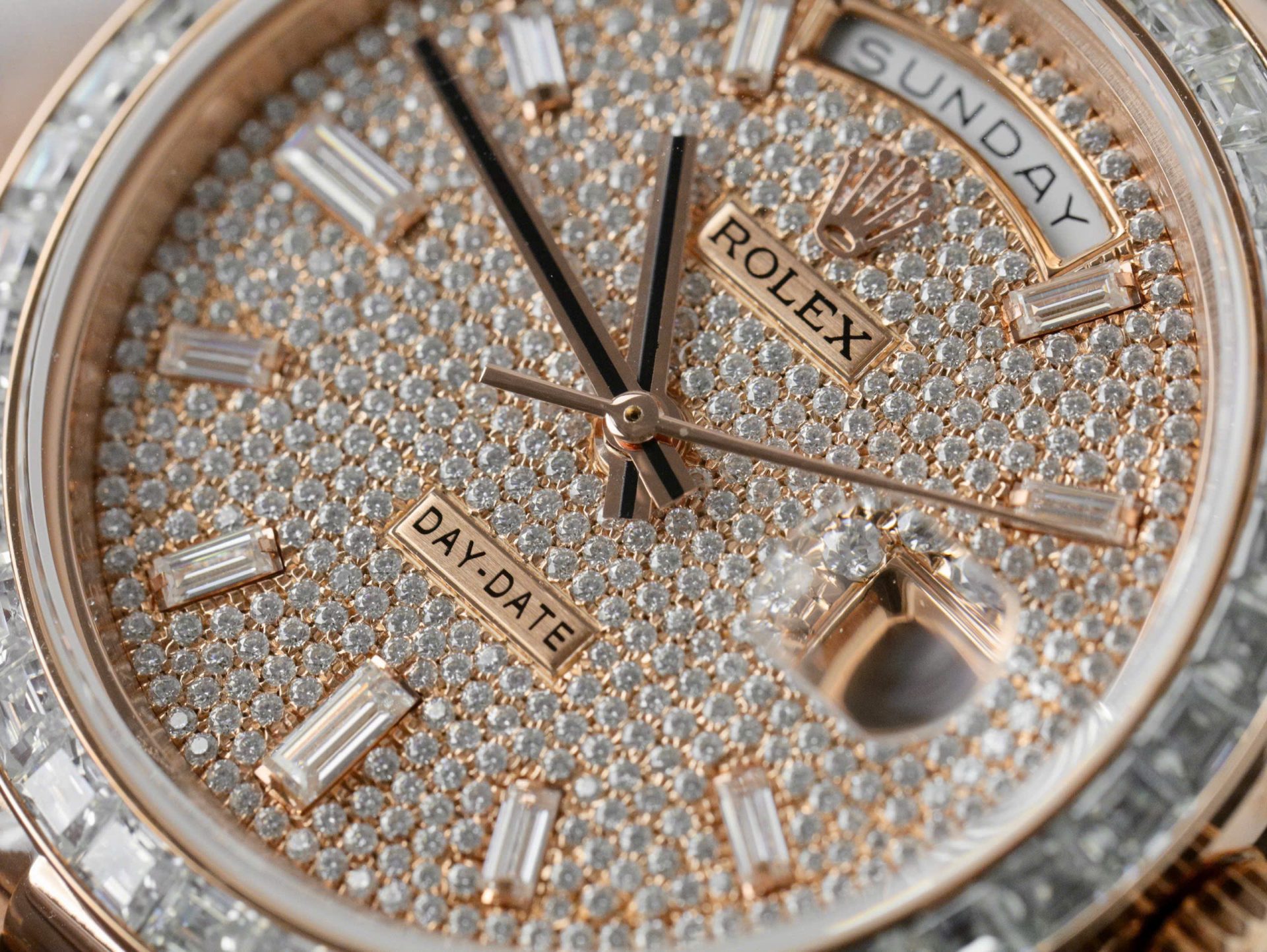 Rolex Day-Date Gold Wrapped + Moissanite Baguette Diamonds Replica Watch GMF 40mm