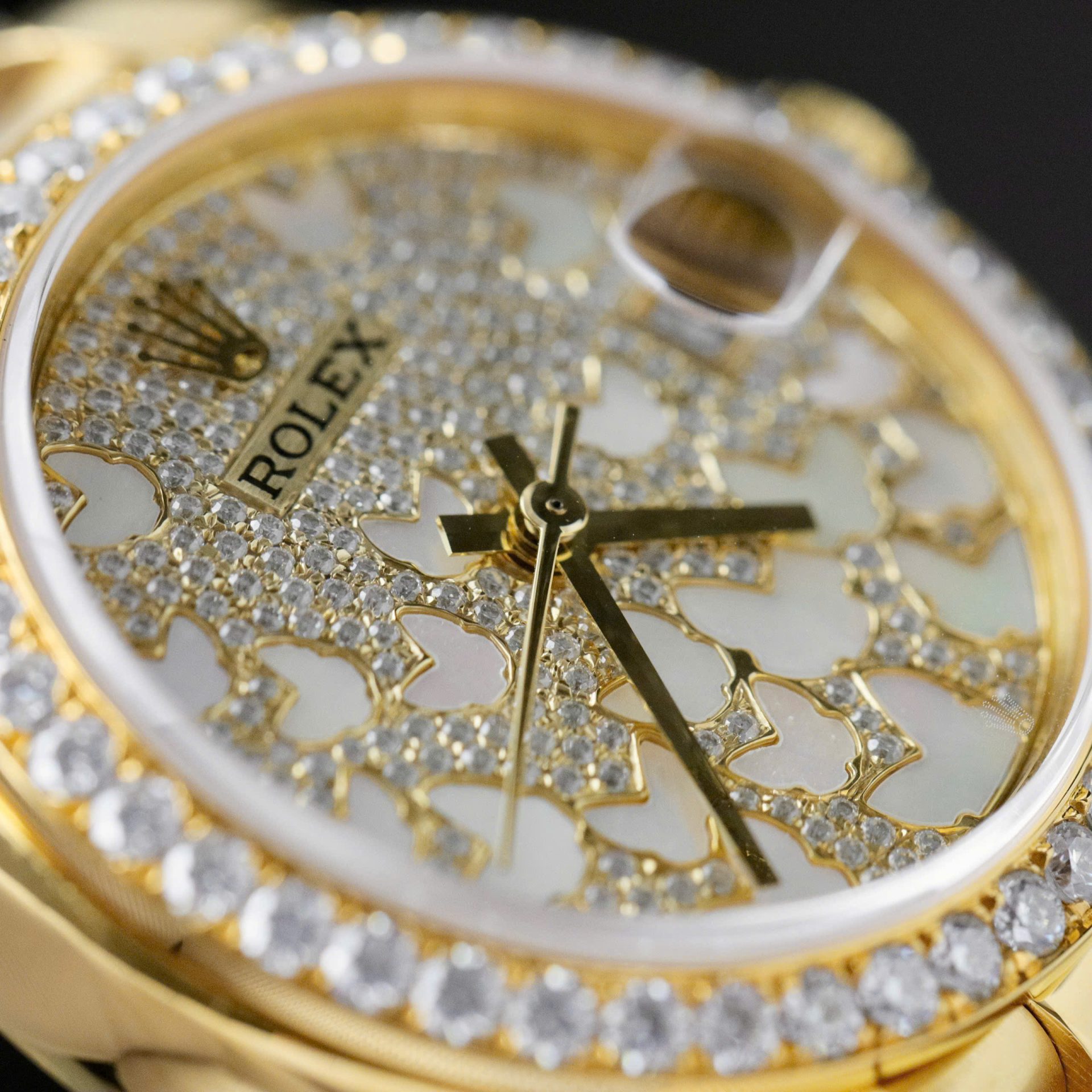 Rolex DateJust Butterfly Dial Custom Gold Wrapped 18K + Diamonds Moissanite 31mm