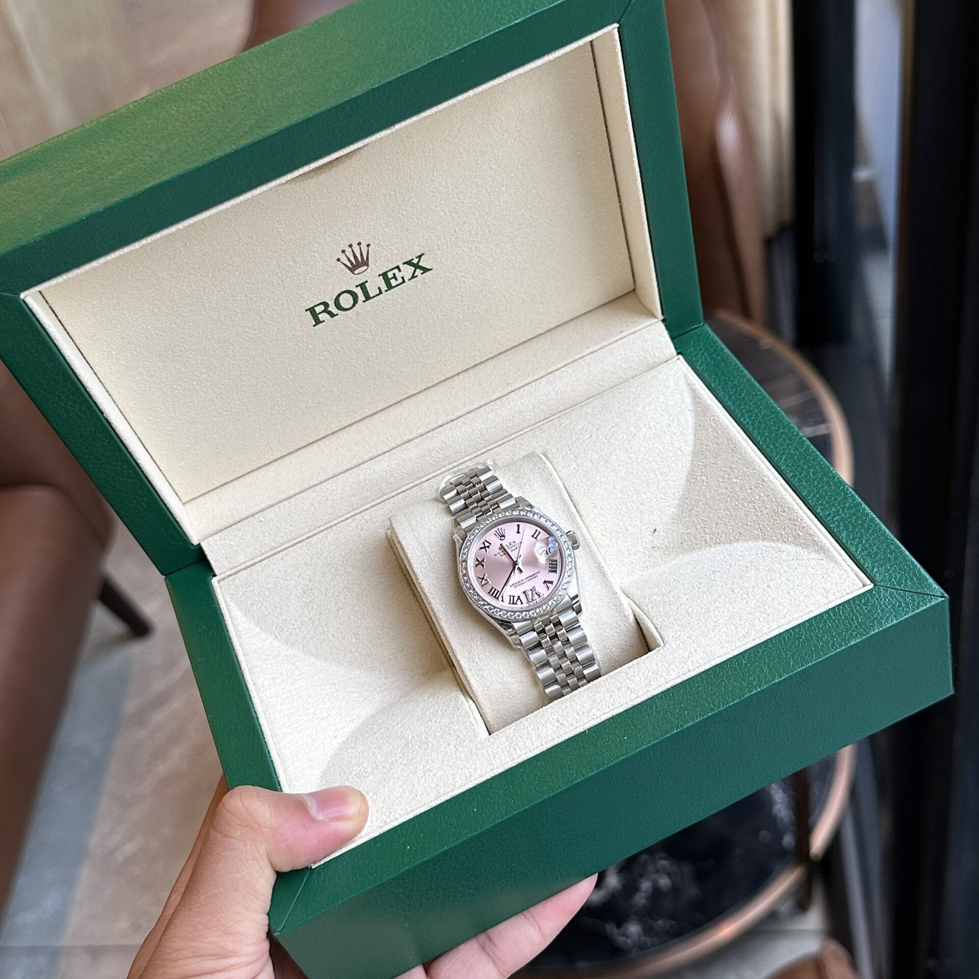 Rolex DateJust With Diamonds Pink Dial Replica Women s Watch EW 31mm