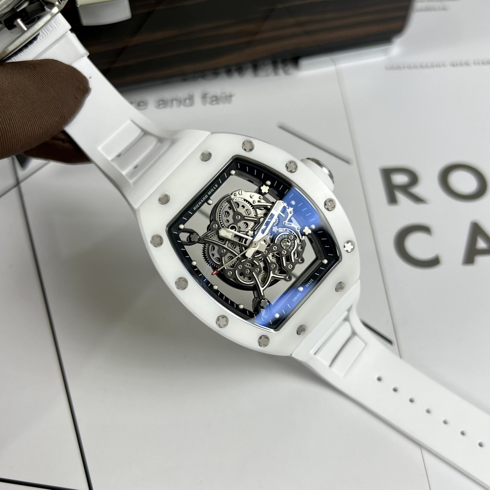 Richard Mille RM055 White High Quality Replica Watch 45mm