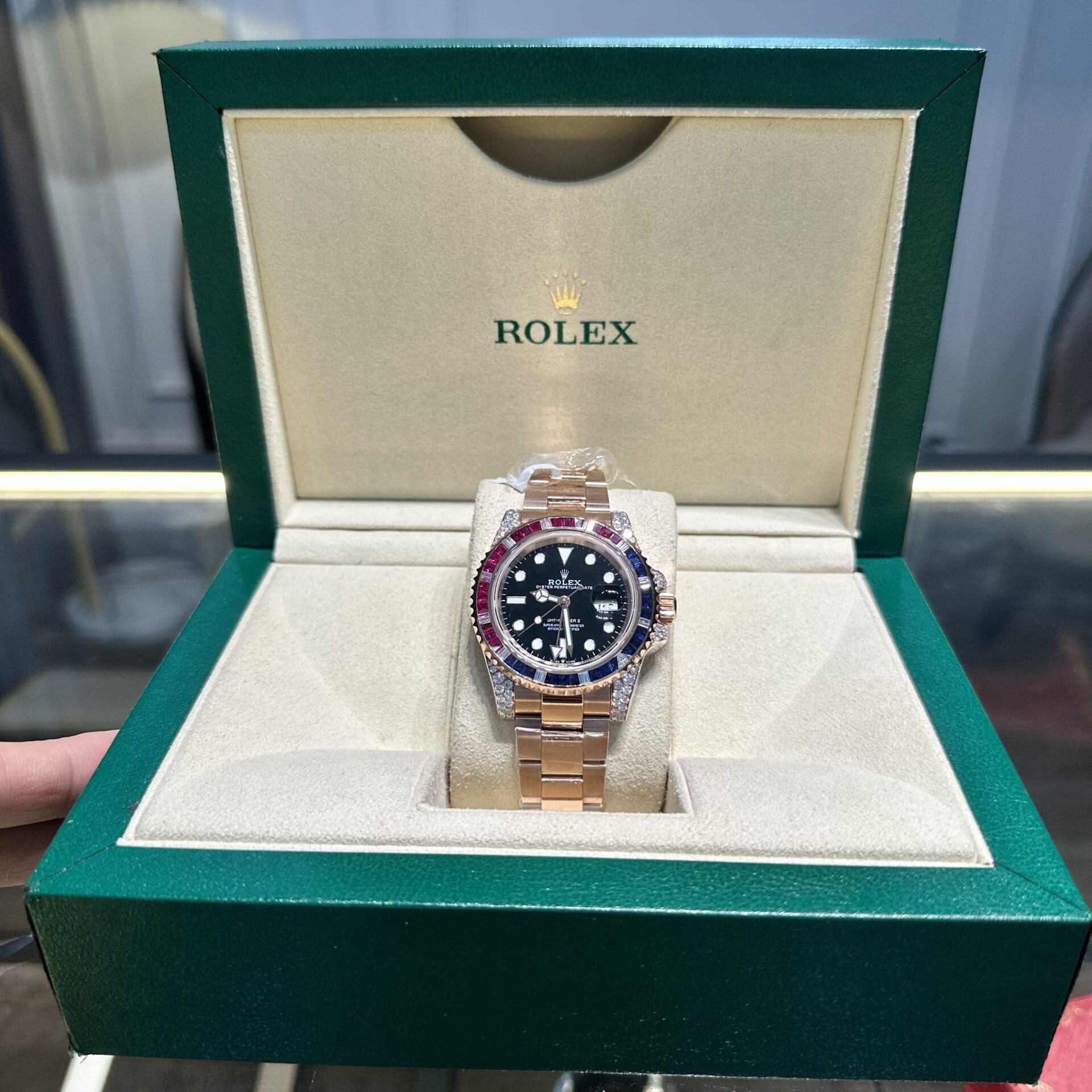 Rolex GMT-Master II 126755 SARU Replica Watch Gold Wrapped Moissanite 41mm