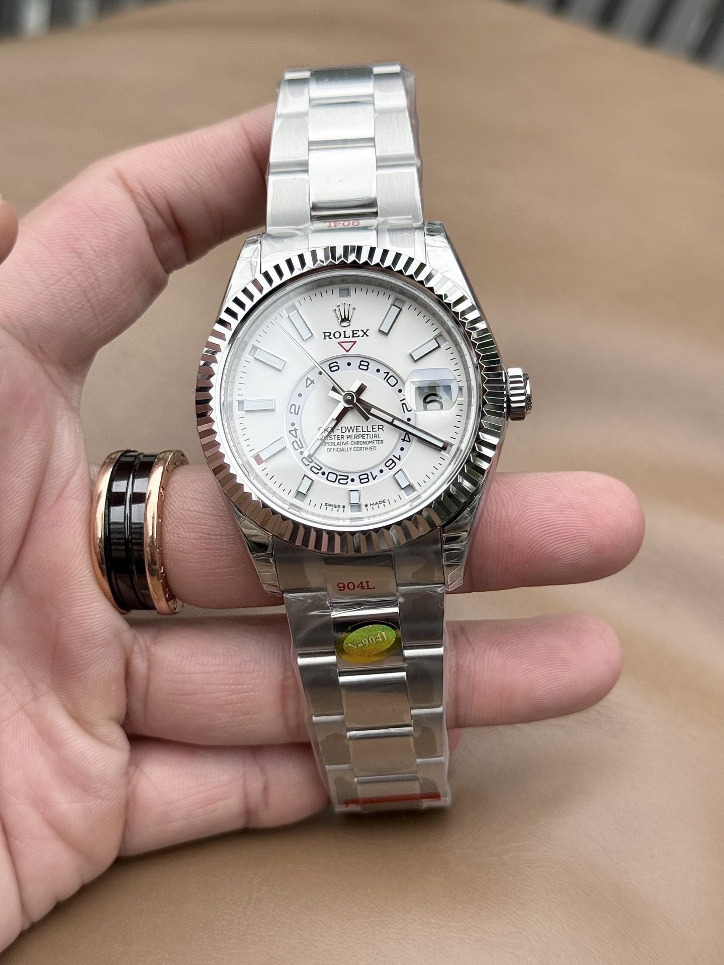 Rolex Fake Watch Sky Dweller 326934 White Dial Metal Wire 42mm