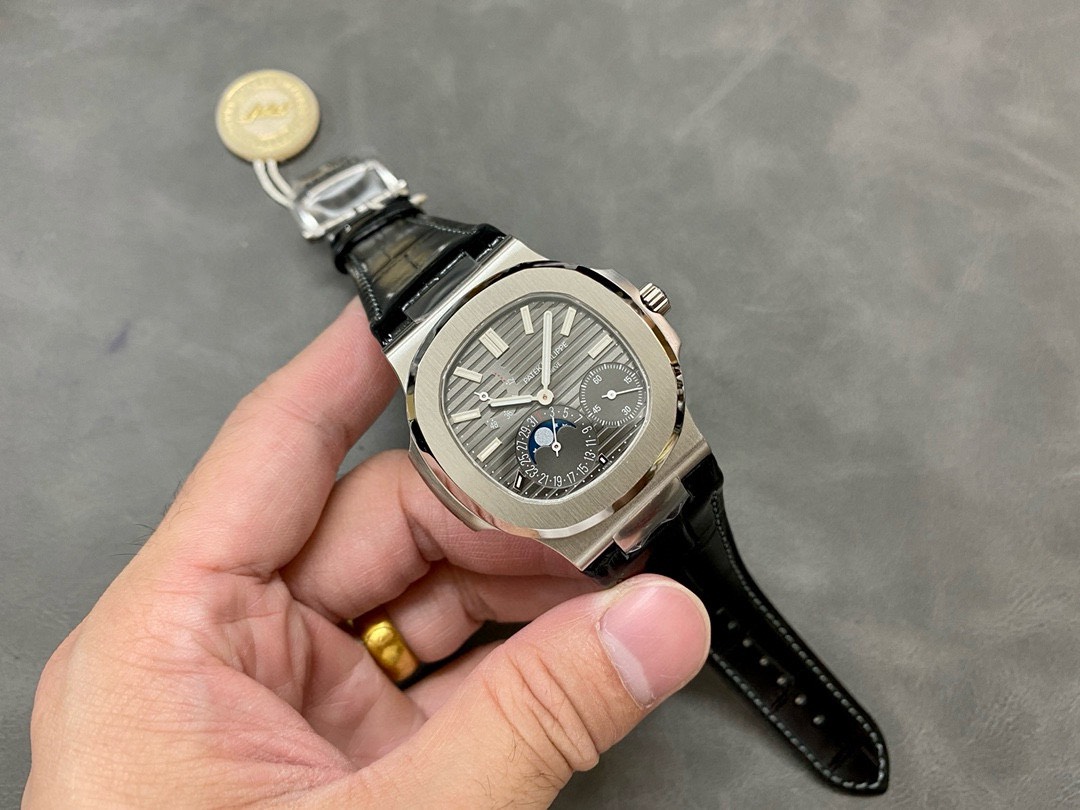 Patek Philippe Best Replica Watch Nautilus 5712 Gray Dial Leather Strap PPF 40mm