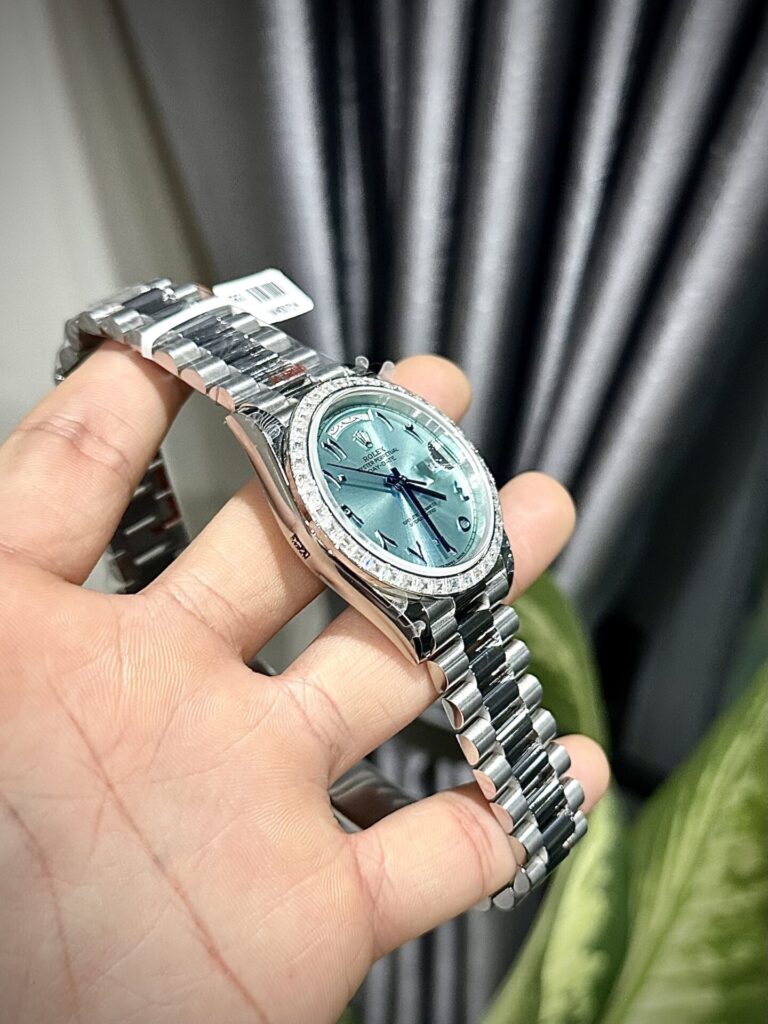 Rolex Day-Date Replica Watch Ice Blue Dial Number Pile Arabic GM Factory 40mm