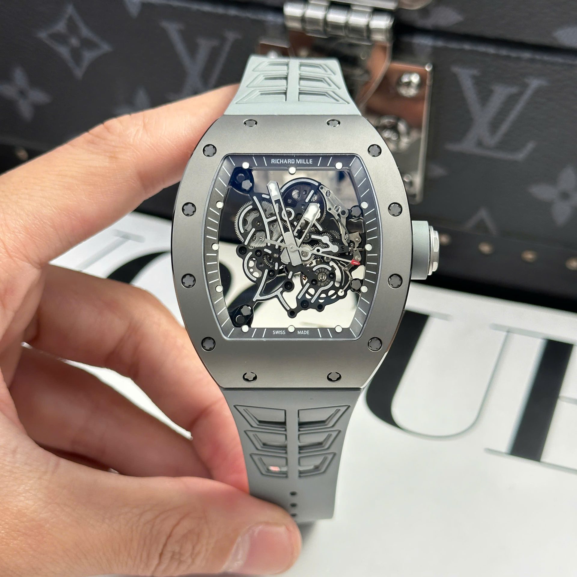 Richard Mille Best Copies Watch RM055 Bubba Watson Grey Ceramic Rubber Strap ZF Factory 42.7 49.9mm