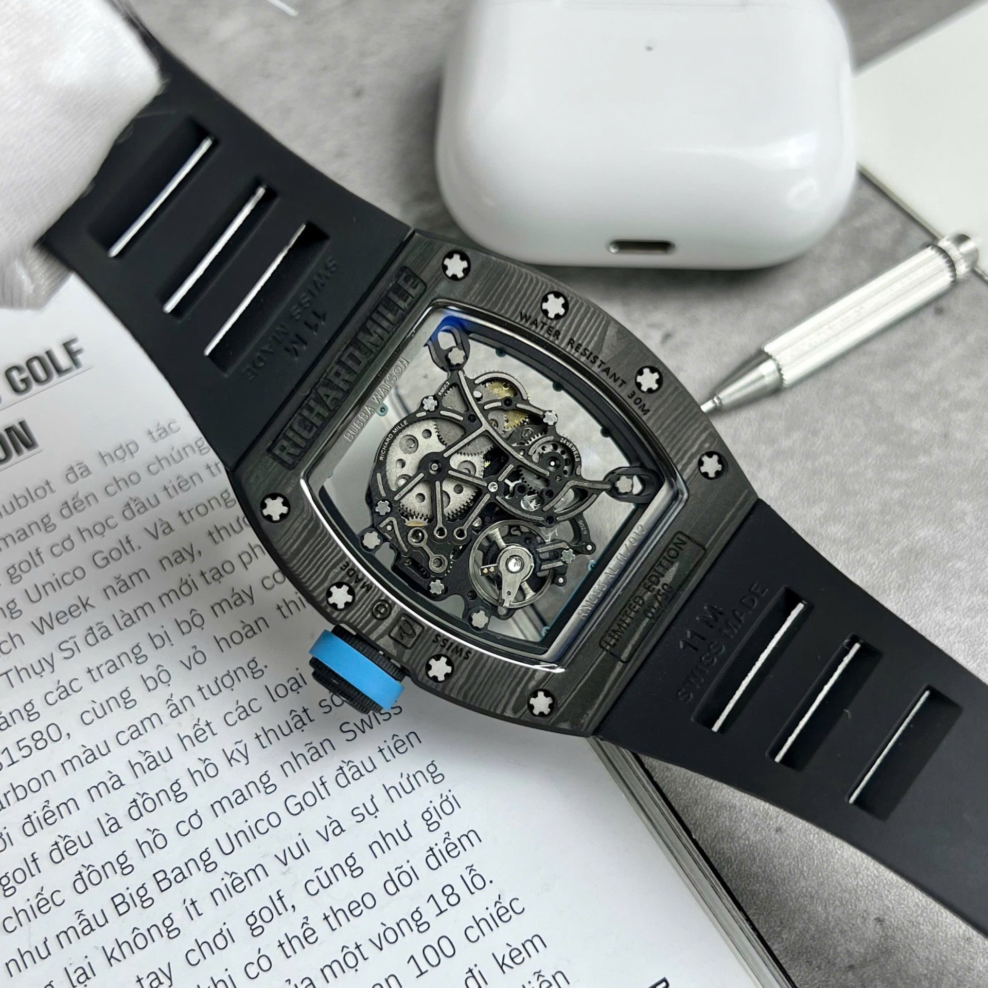 Richard Mille RM055 Replica Watch Full Carbon Case Rubber Strap 45mm