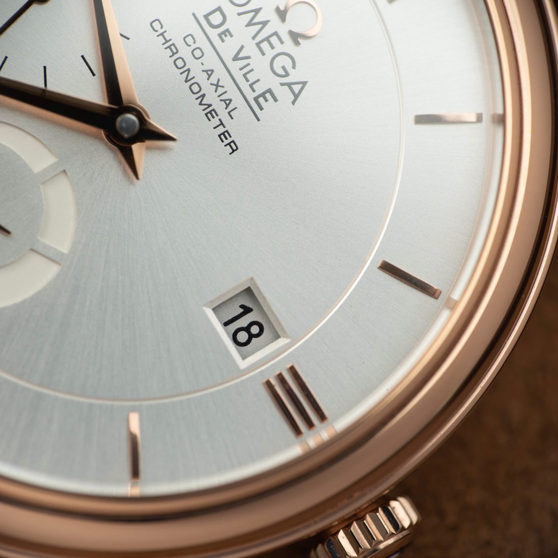 Omega De Ville Prestige Power Reserve Replica Watches Brown Leather Strap 39.5mm