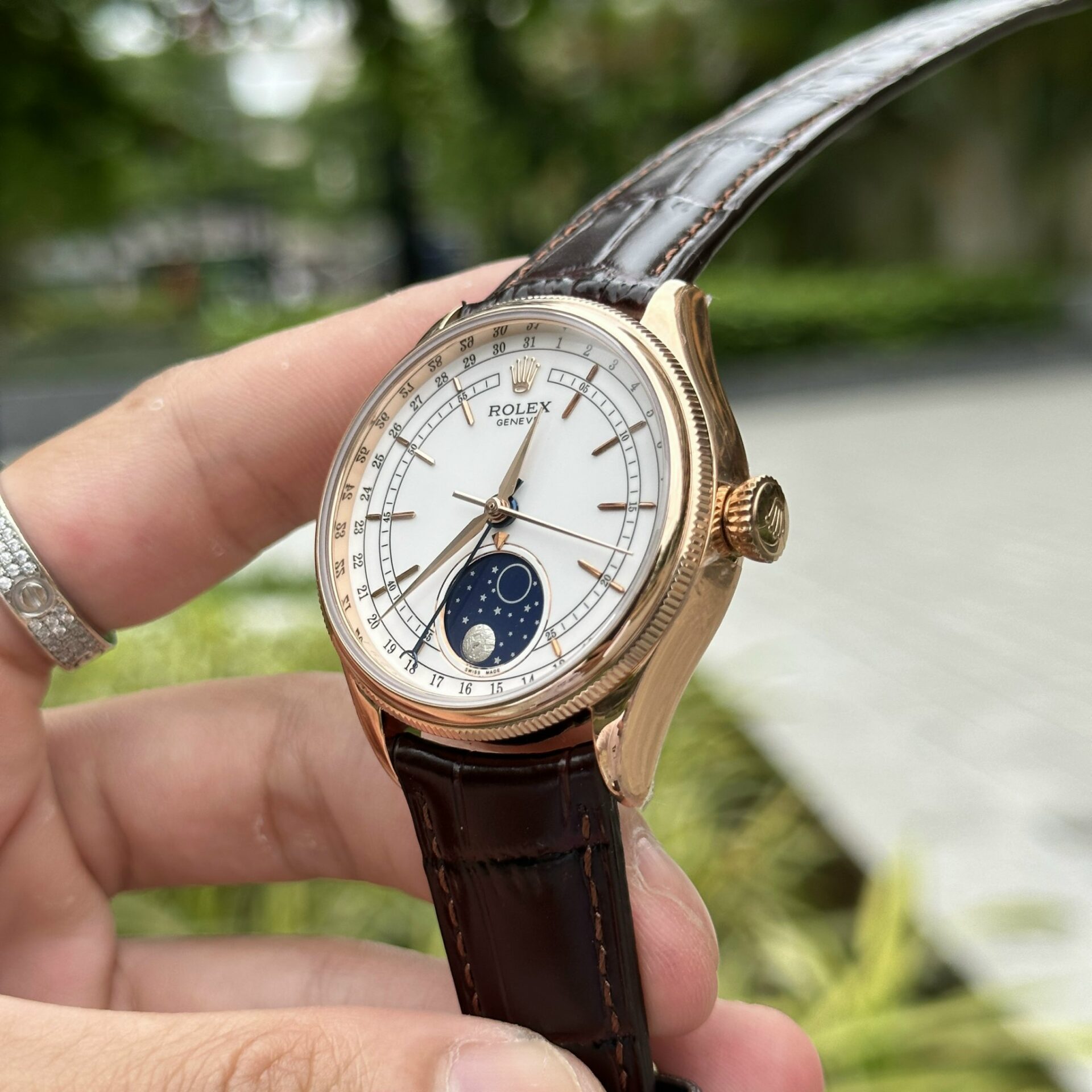 Rolex Replica 1:1 Watch Cellini Moonphase 50535 Leather Strap 39mm