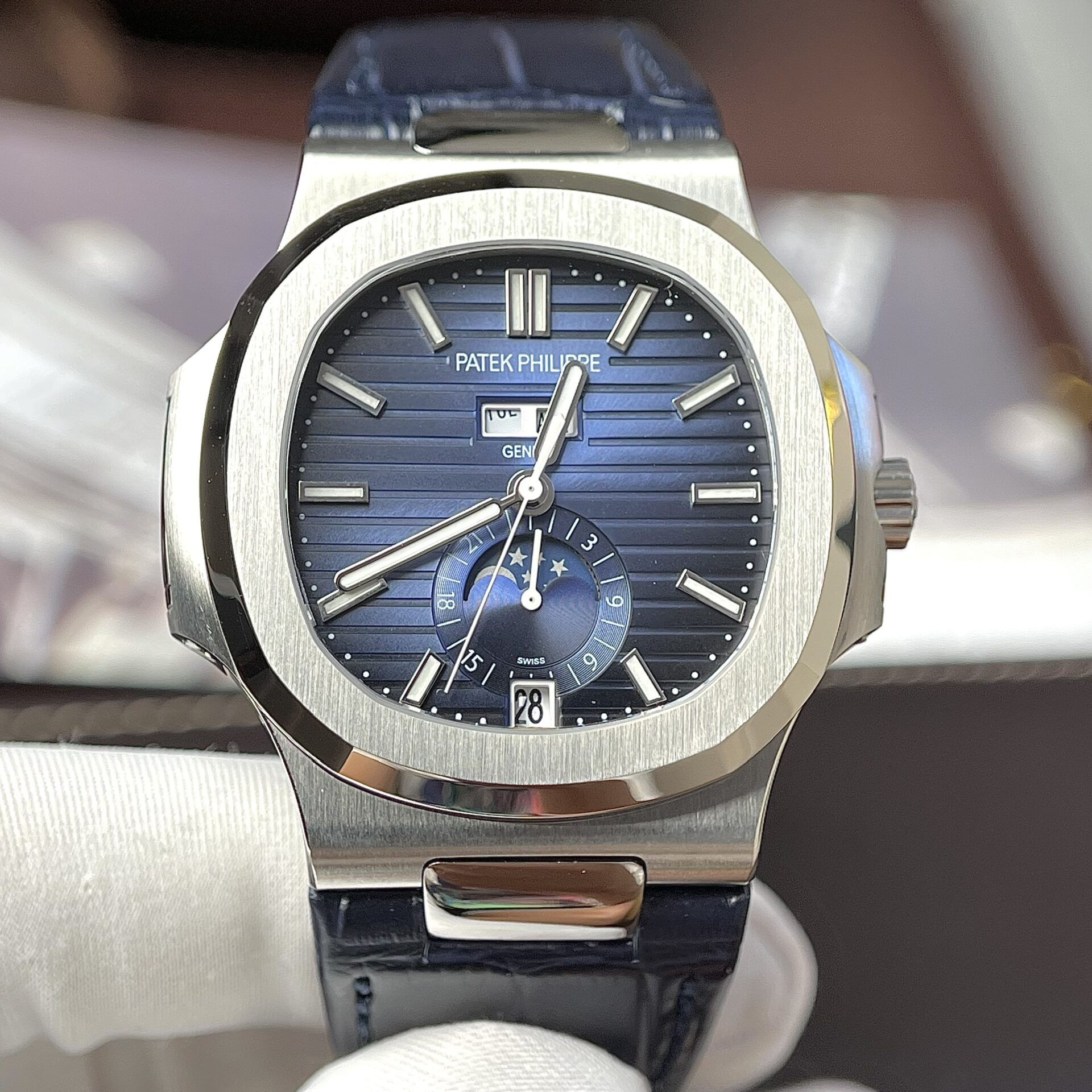 Patek Philippe Best Replica Watch Nautilus 5726G Blue Leather Strap PPF 40.5mm