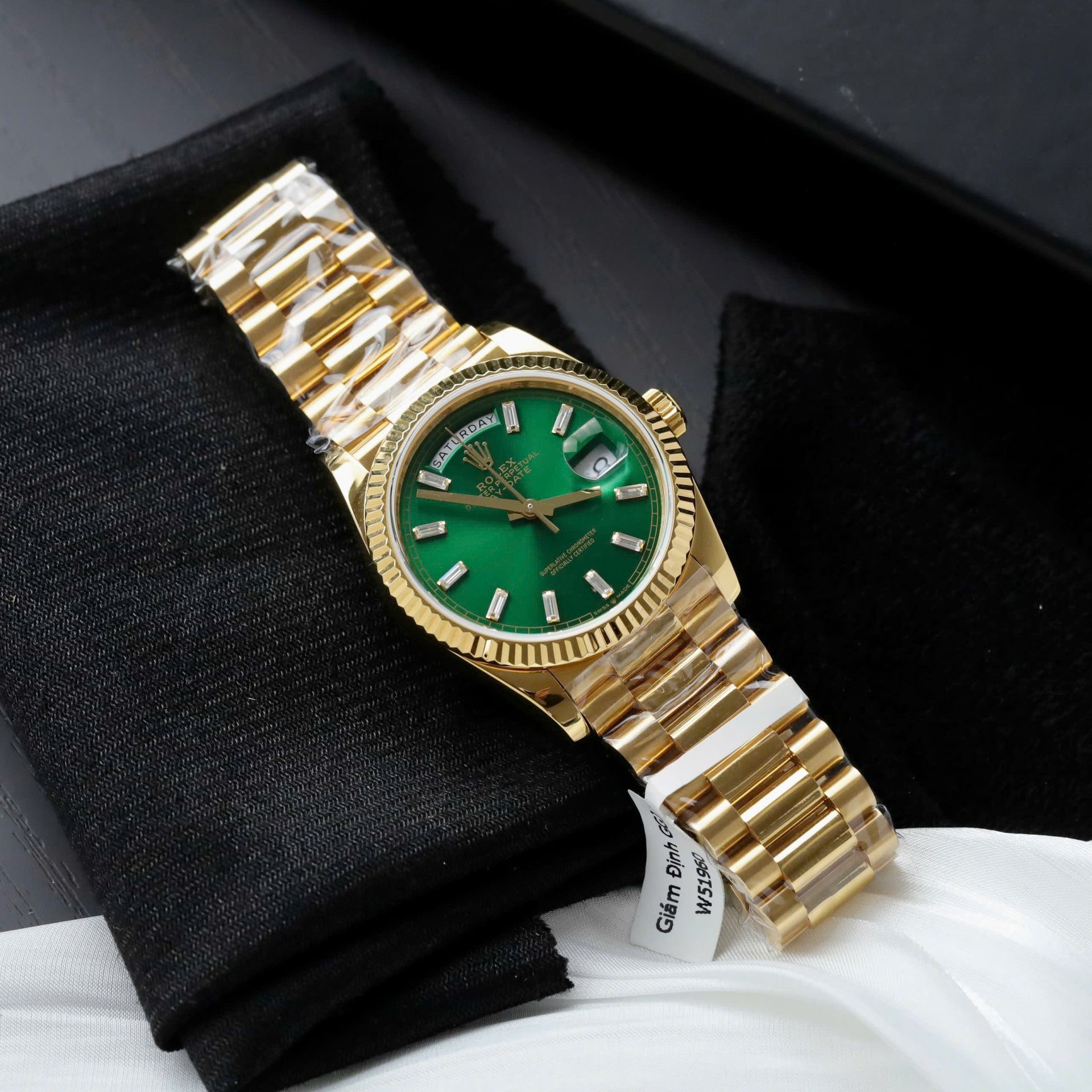 Rolex Day-Date Dial Green Copies Watch Weight 160gram Custom Gold Wrapped 36mm