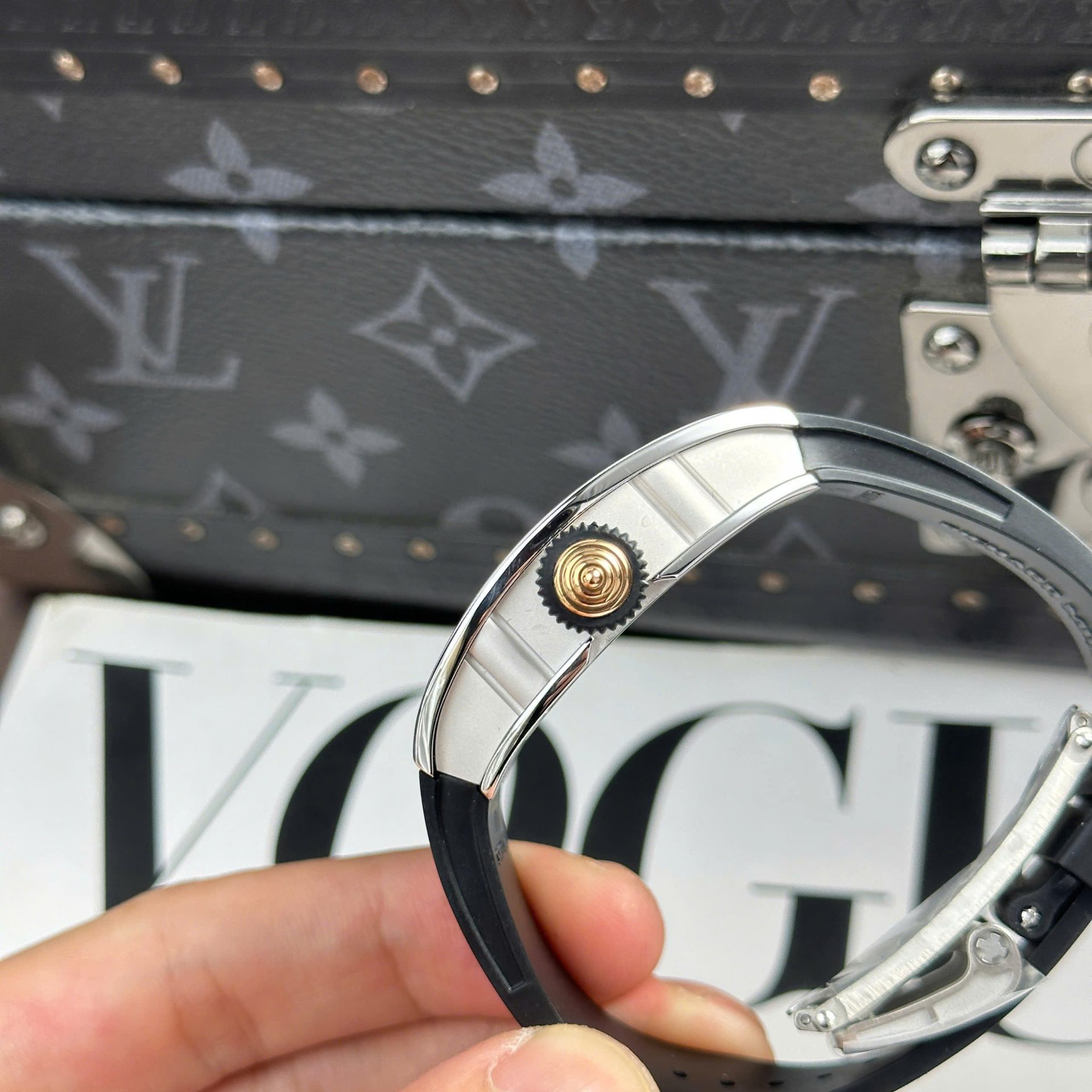 Richard Mille RM07-01 Best Replica Watches Diamonds Black Rubber Strap ZF Factory 36mm