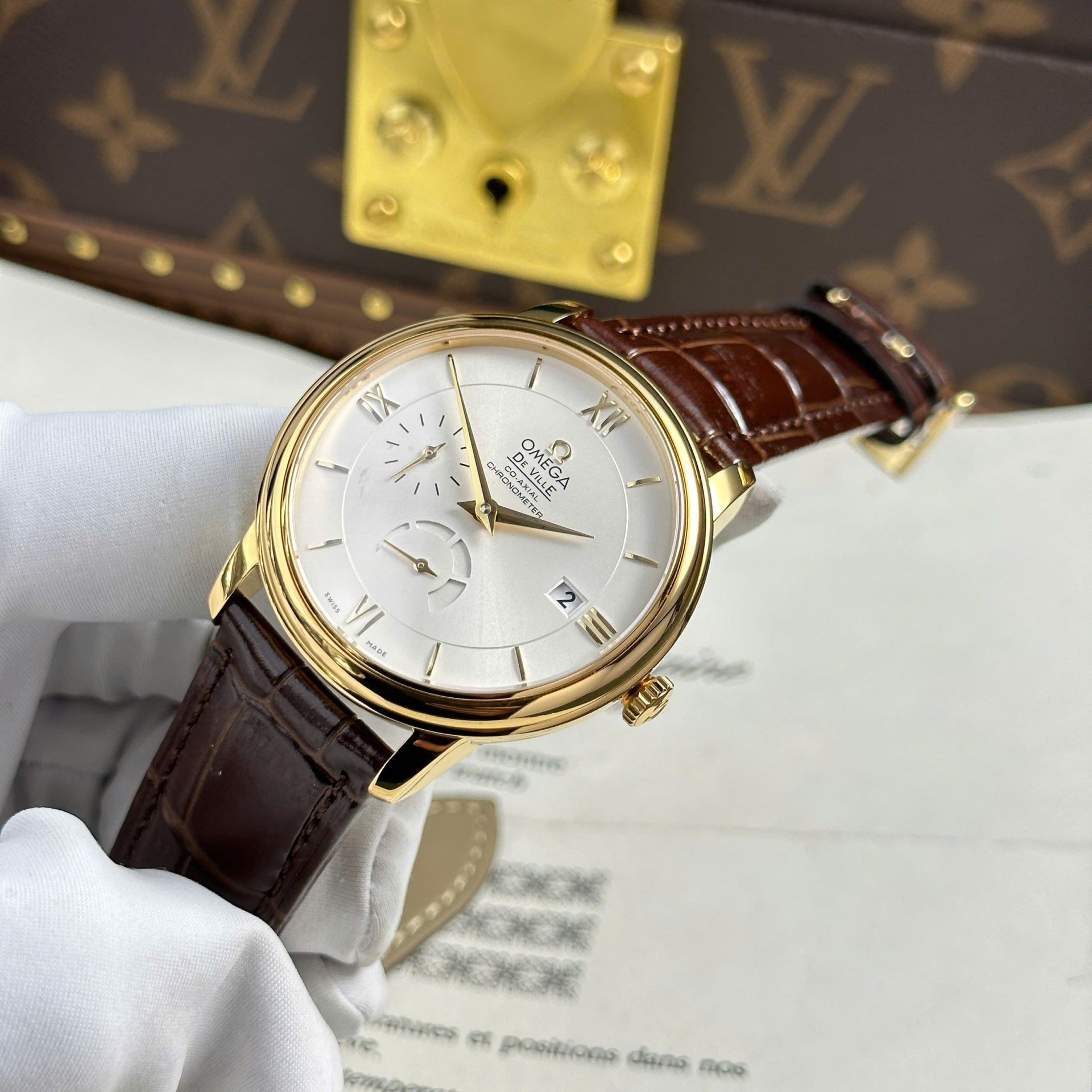 Omega De Ville Prestige Power Reserve Replica 11 Watch Leather Strap 39.5mm