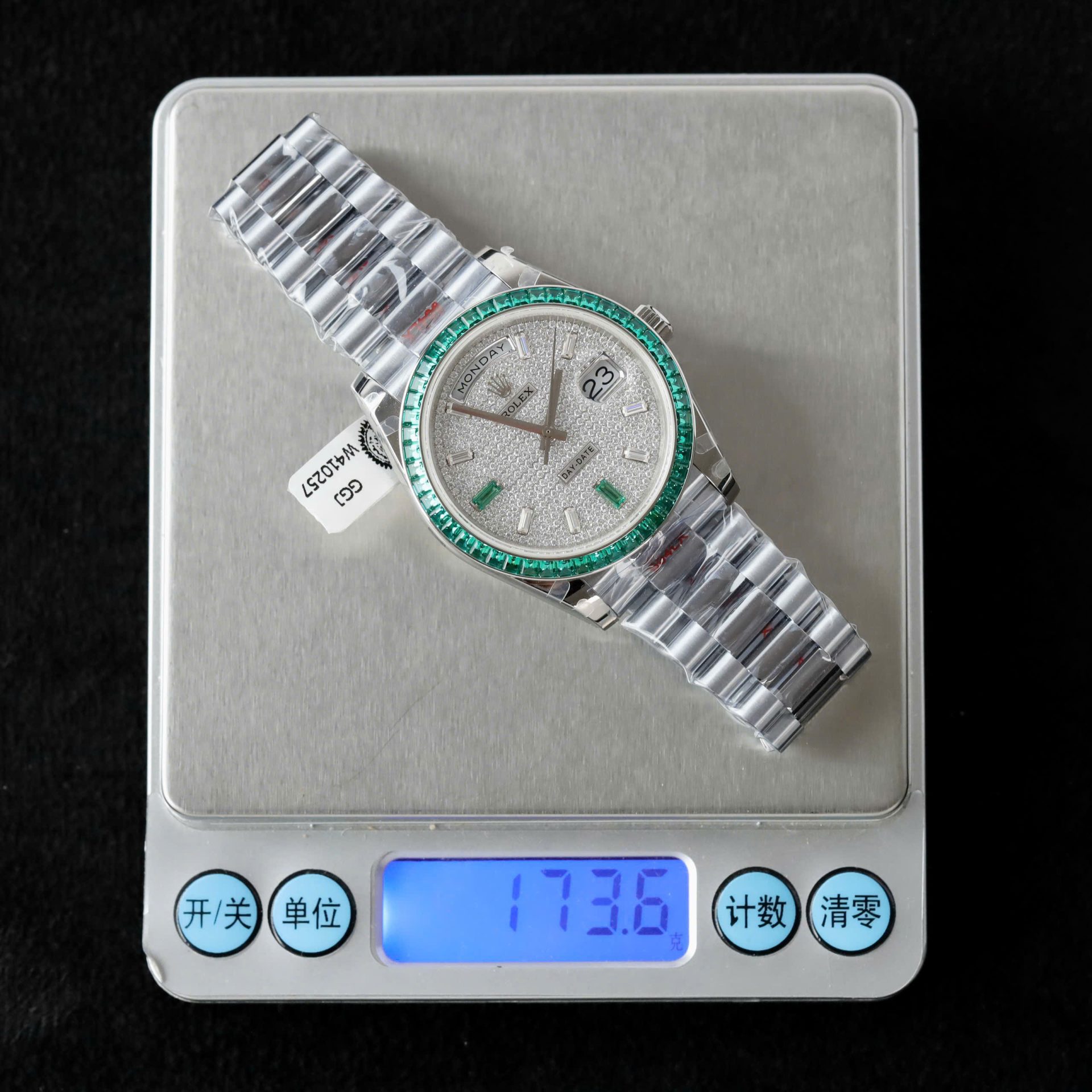 Rolex Day-Date Men Replica Watch Diamonds Moissanite + Sapphire Baguette Custom 40mm