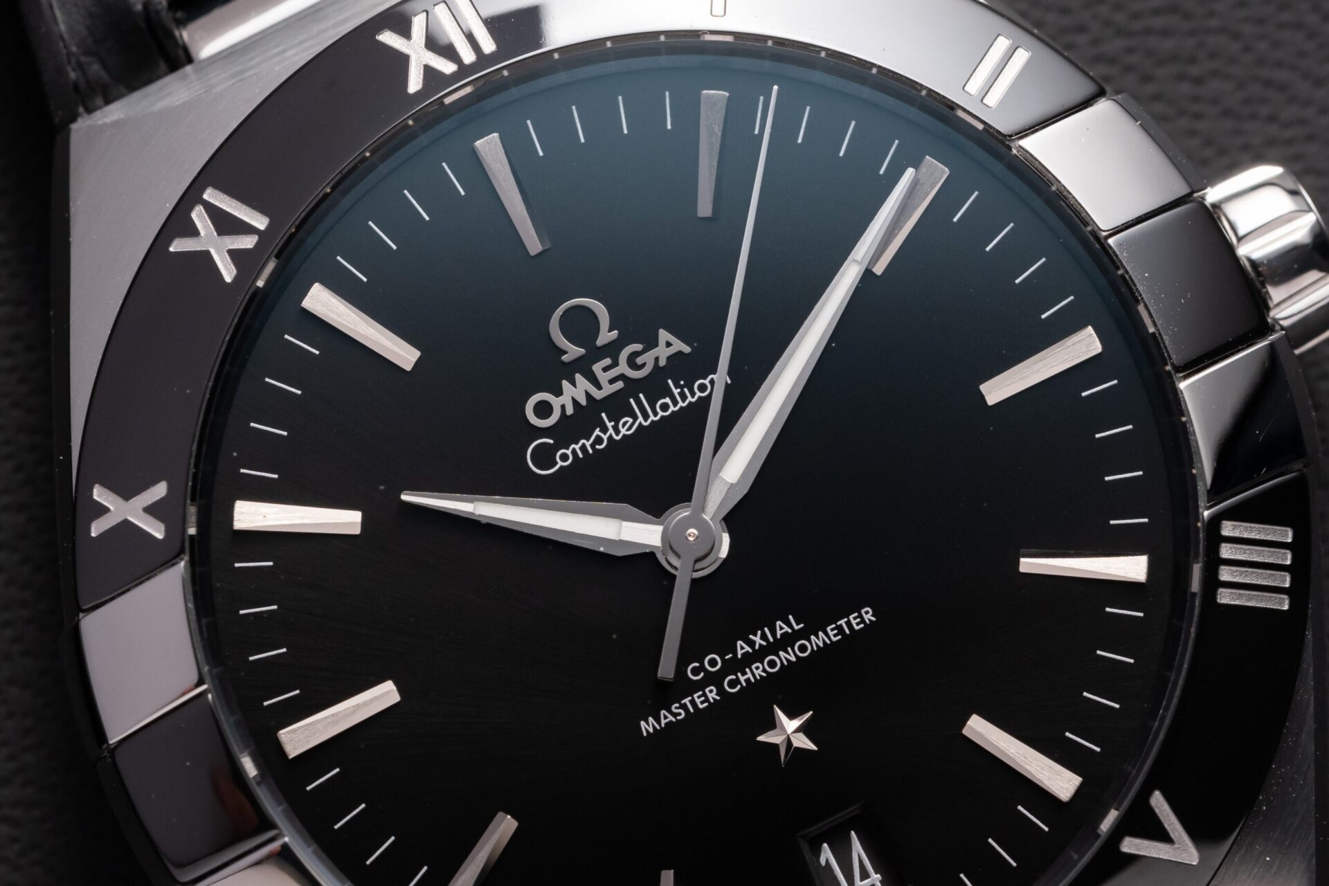 Omega Constellation Replica Watch Black Dial Leather Strap 42mm